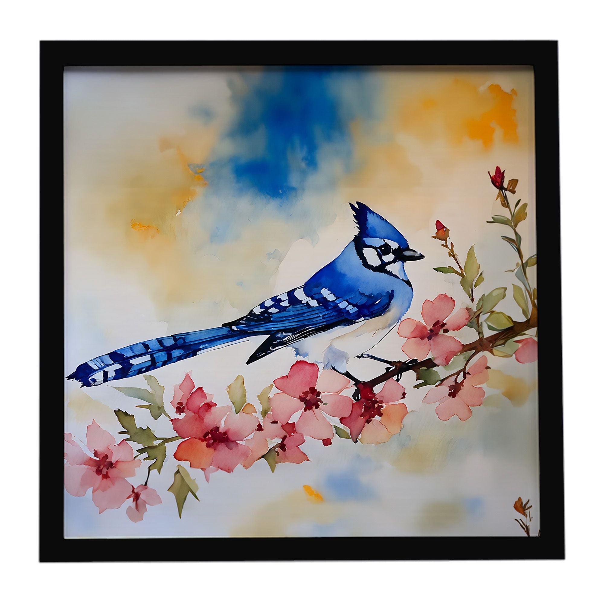 Blue Jay Framed Metal Print Bathroom, Kitchen, Office, Home Decor Wall Art Ready to Hang, Square, 8X8