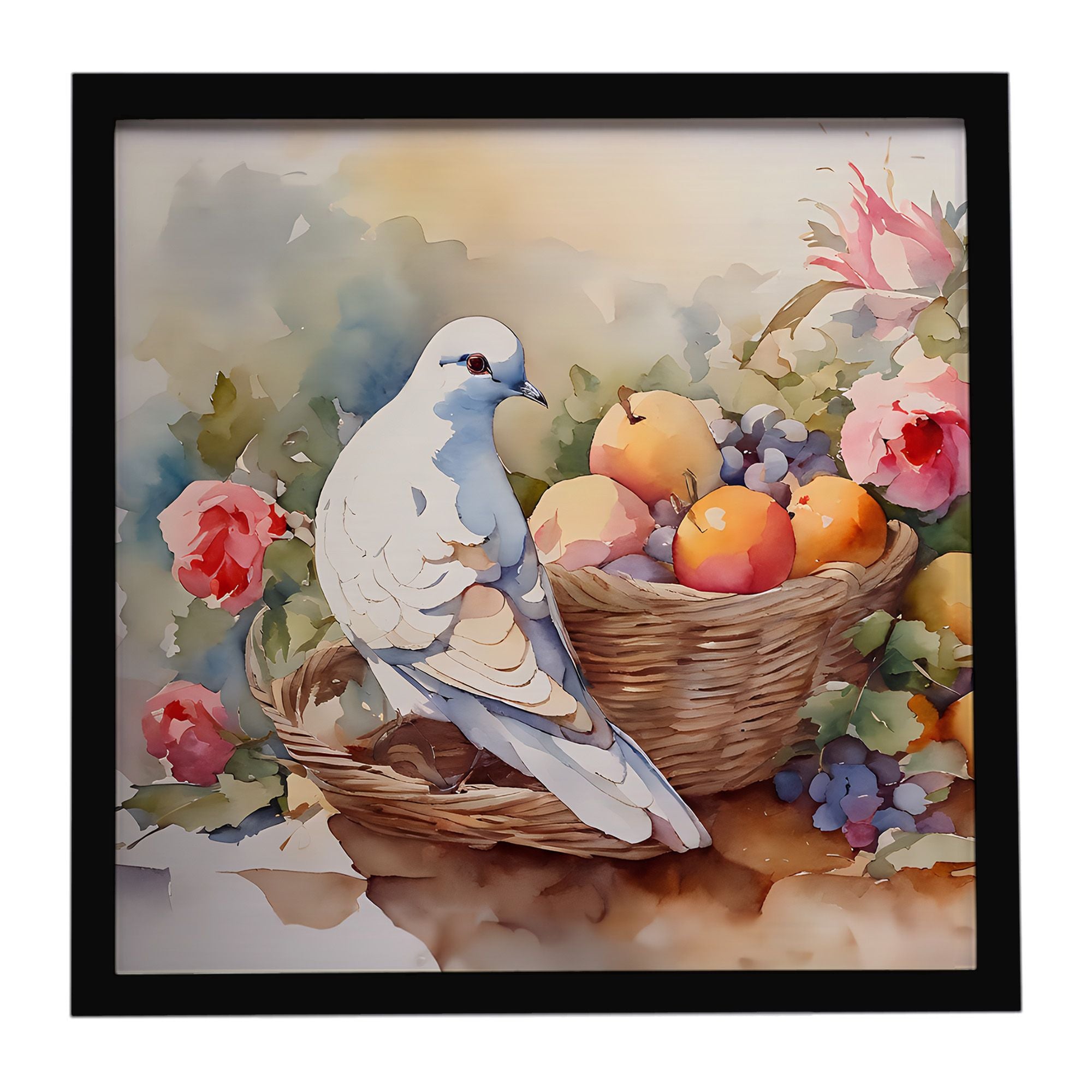 Dove Framed Metal Print Bathroom, Kitchen, Office, Home Decor Wall Art Ready to Hang, Square, 8X8