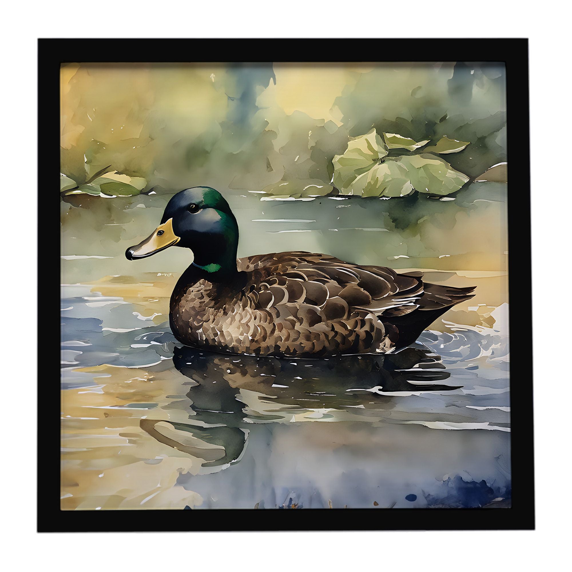 American Black Duck Framed Metal Print Bathroom, Kitchen, Office, Home Decor Wall Art Ready to Hang, Square, 8X8