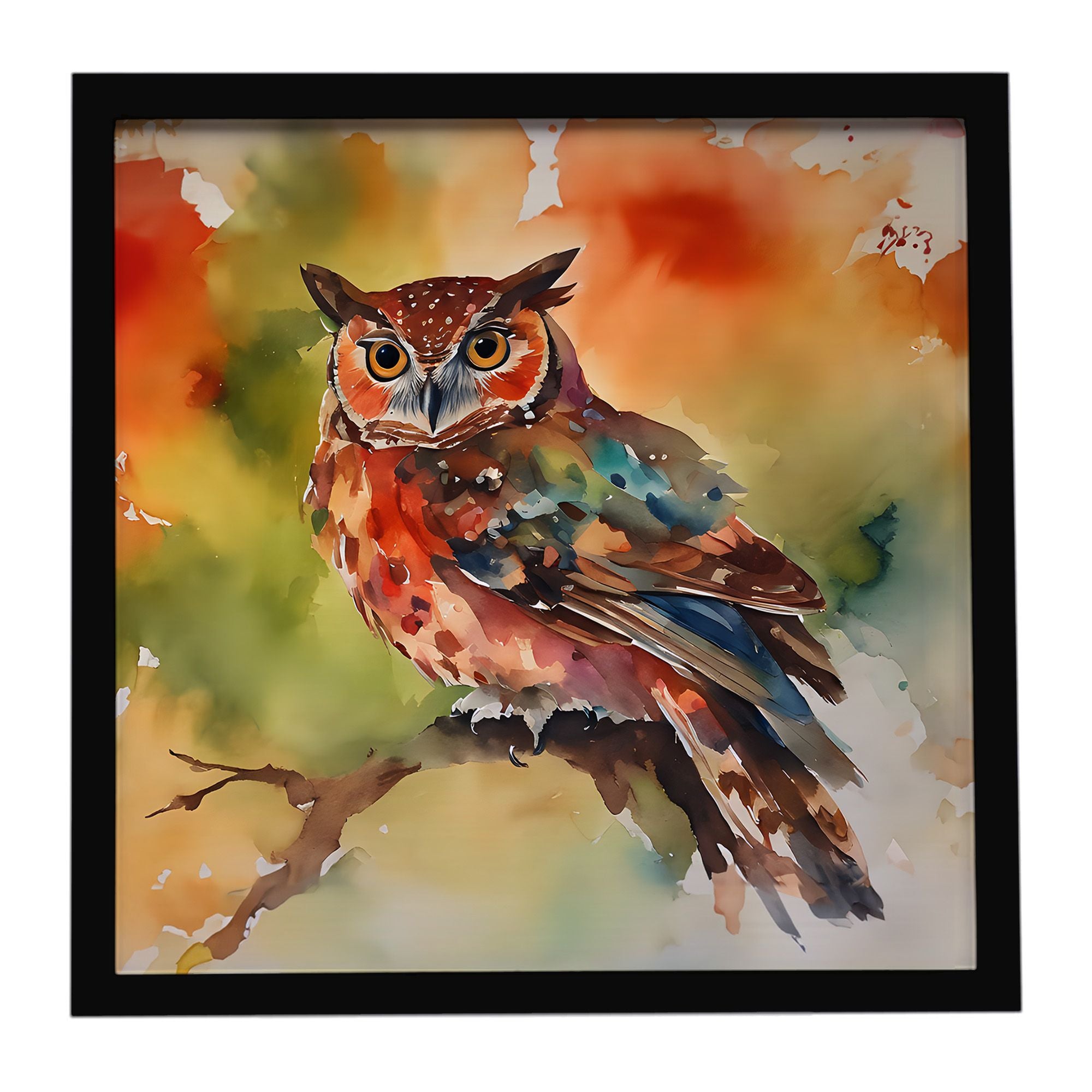 Elf Owl Framed Metal Print Bathroom, Kitchen, Office, Home Decor Wall Art Ready to Hang, Square, 8X8