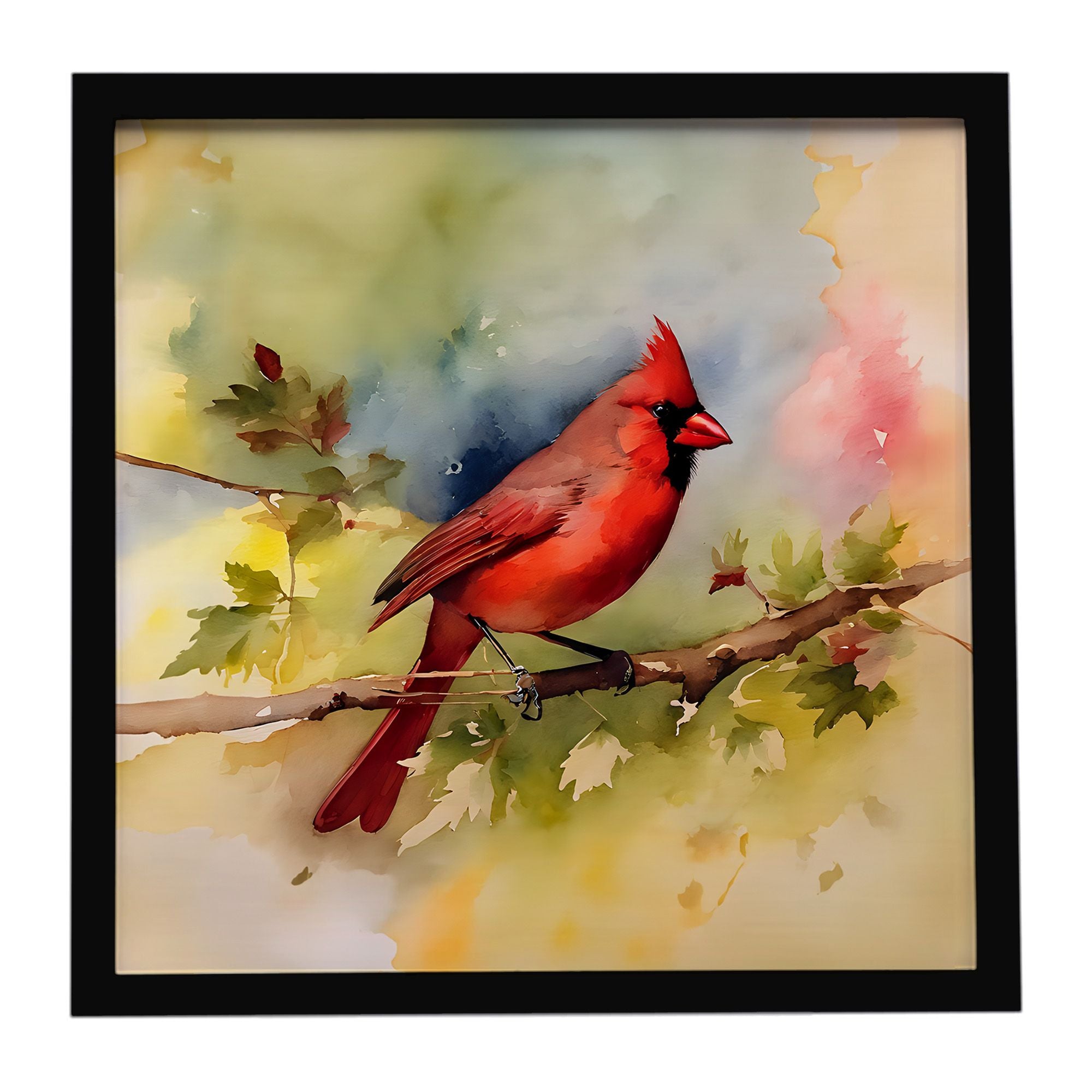 Cardinal Framed Metal Print Bathroom, Kitchen, Office, Home Decor Wall Art Ready to Hang, Square, 8X8