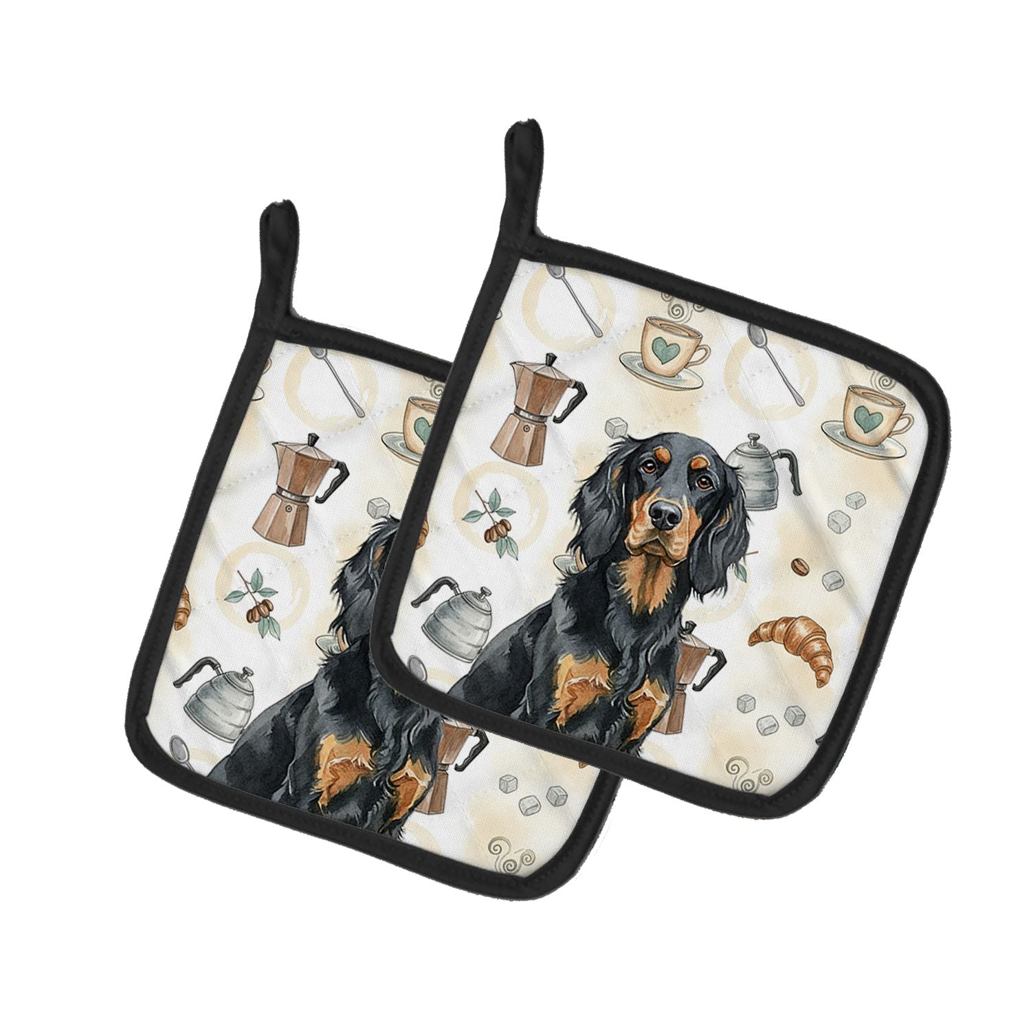 Gordon Setter Coffee Bar Pair of Pot Holders Pair 7.5x7.5 Quilted Insulated Hot Pads Decorative Kitchen Gift Made in USA