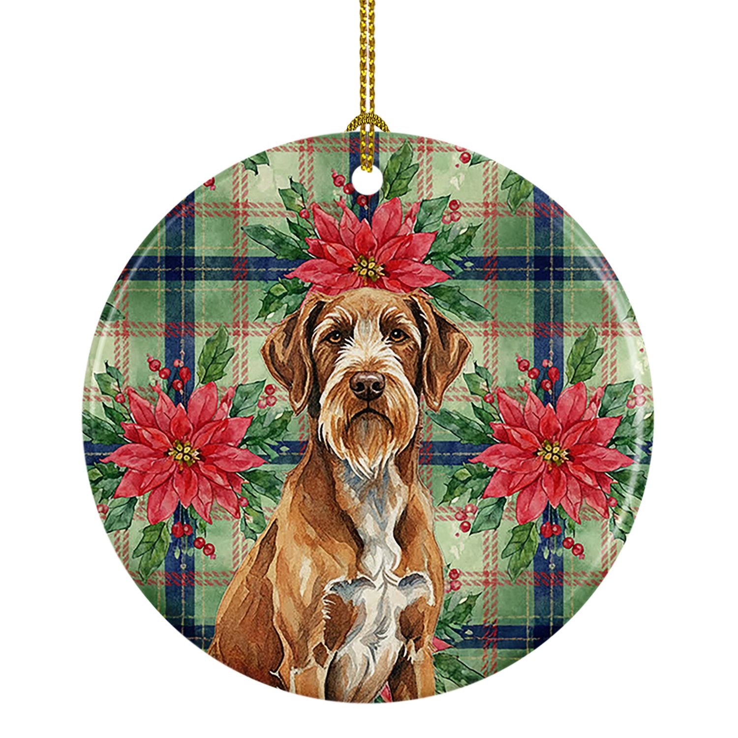 Wirehaired Pointing Griffon Christmas PoinsettIas Ceramic Ornament Christmas Tree Hanging Decorations for Home Christmas Holiday