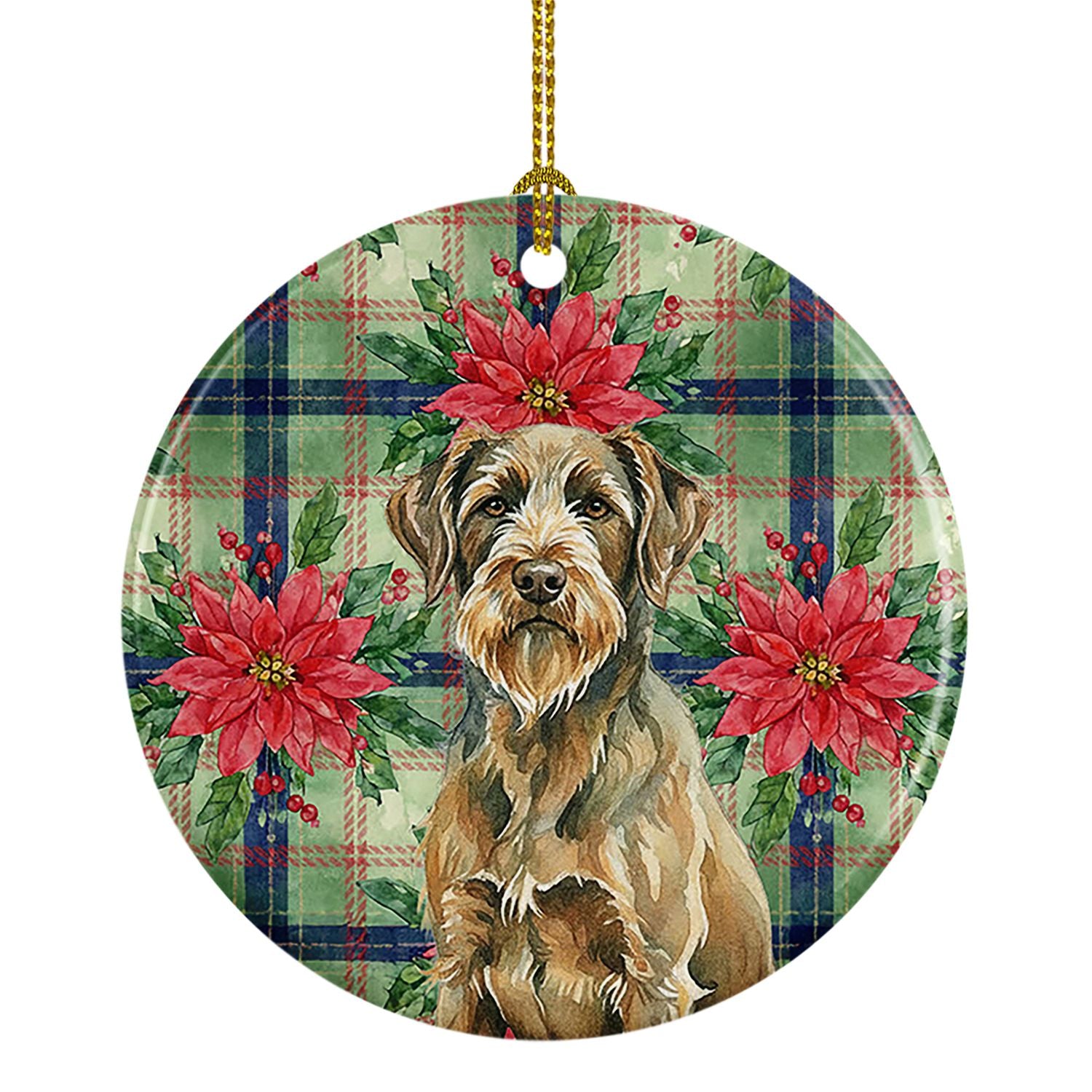Chestnut Wirehaired Pointing Griffon Christmas PoinsettIas Ceramic Ornament Christmas Tree Hanging Decorations for Home Christma