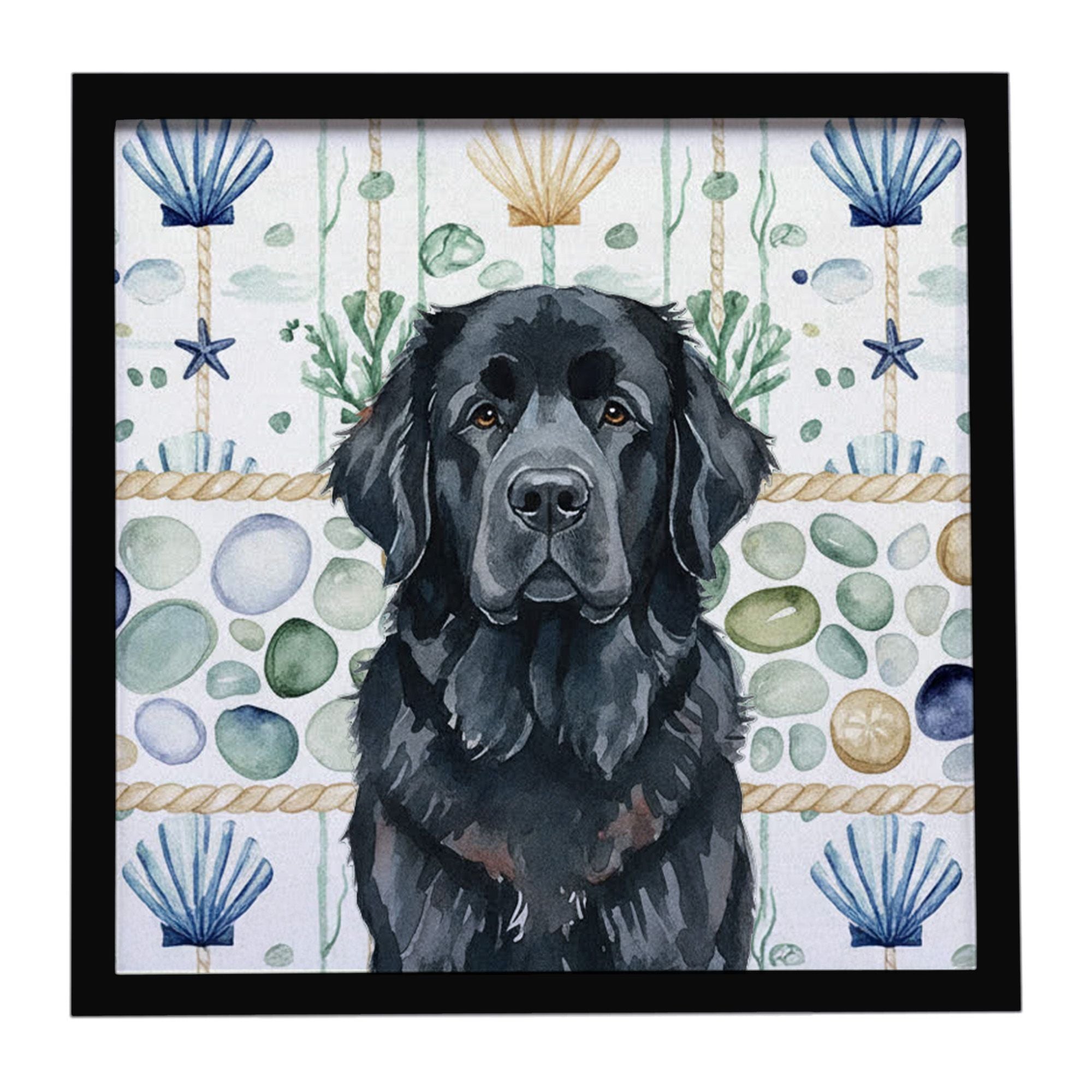 Black Newfoundland Coastal Sea Glass Framed Metal Print Bathroom, Kitchen, Office, Home Decor Wall Art Ready to Hang, Square, 8X
