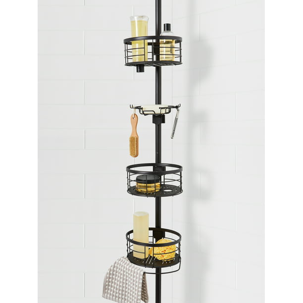 Rust-Resistant Tension Pole Shower caddy 3 Shelves Oil Rubbed Bronze Finish(D0102H20KTW)