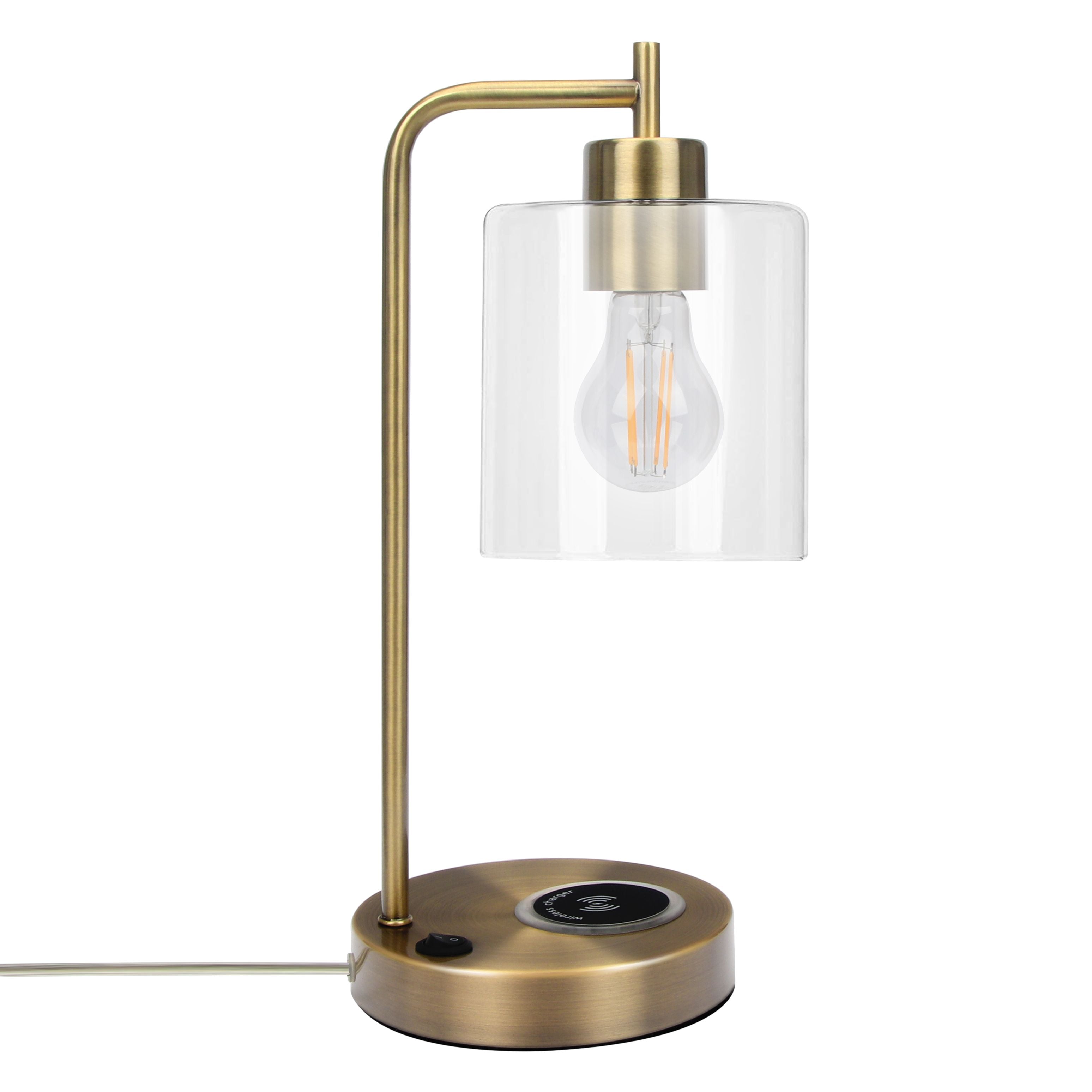 Bourget 16 Antique Brass Table Lamp with Wireless Charging