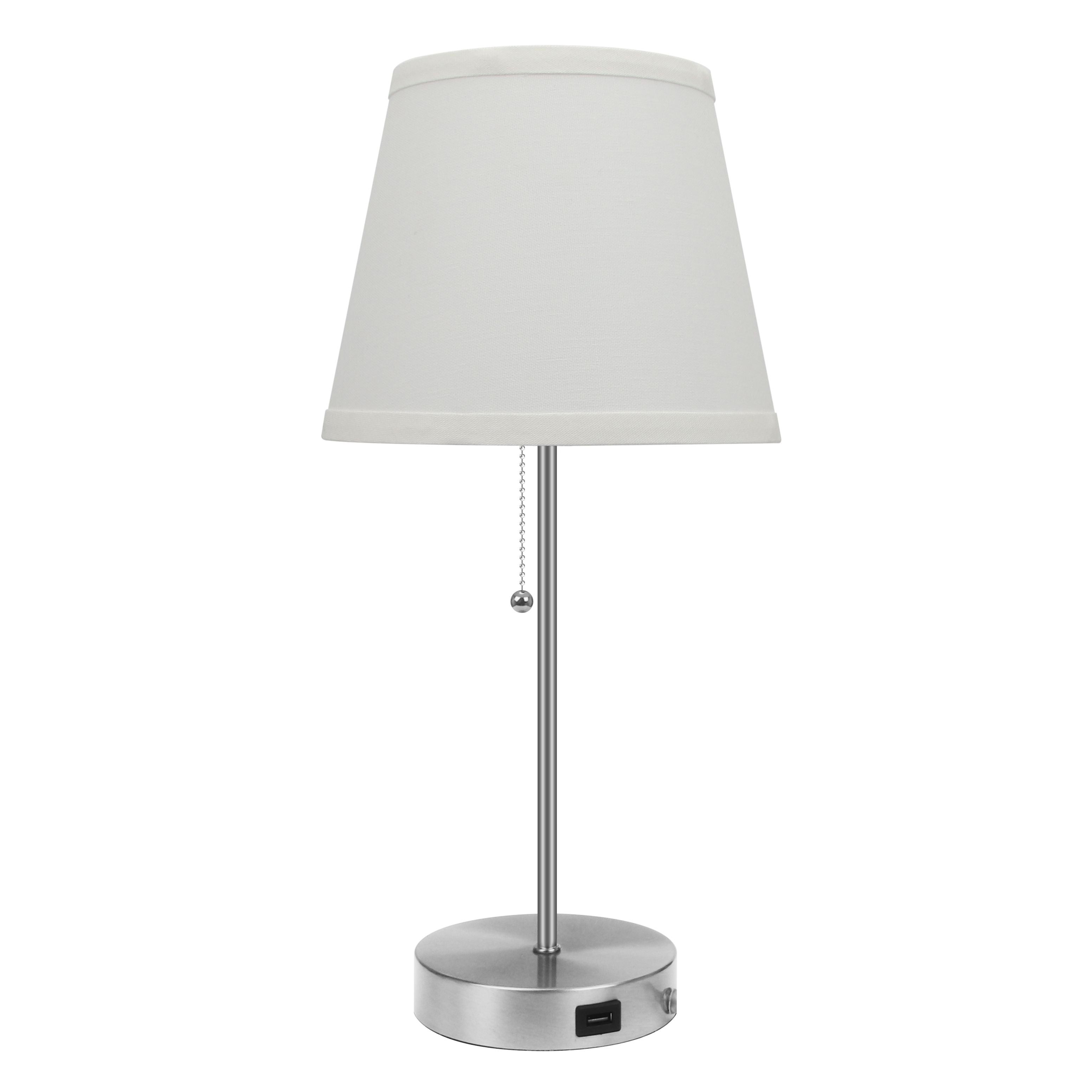 Jaydaliz 18 Satin Nickel Bedsize Table Lamp with USB port