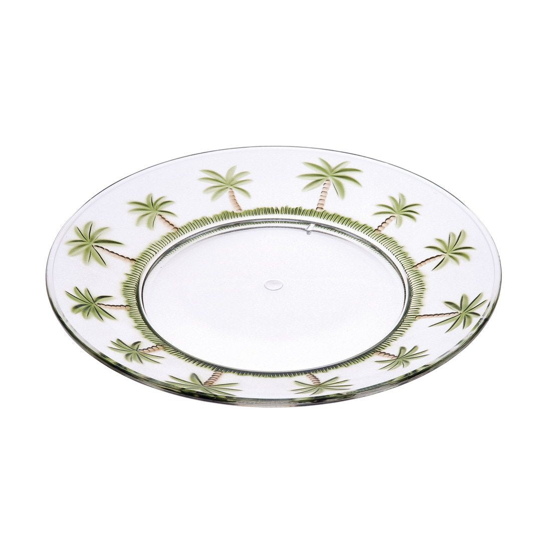 Designer classic Palm Tree 9 Acrylic Dinner Plates Set of 4, crystal clear Unbreakable Acrylic Dinner Plates for All Occasions B