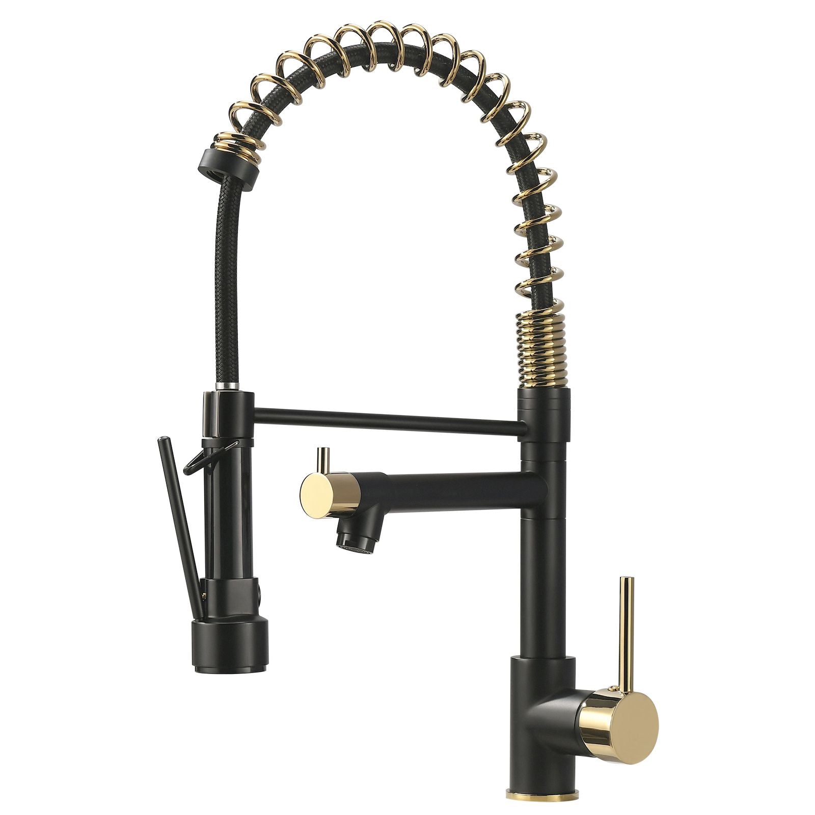New Single Handle kitchen faucet with pull-down kitchen faucet  Black+gold(D0102H5Q358)