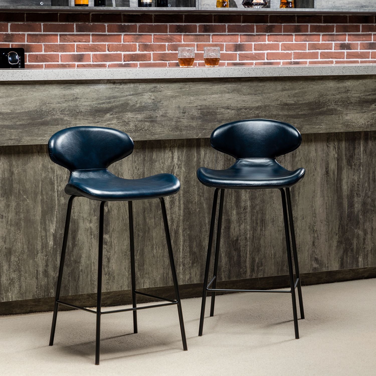 Mathur counter & Bar Stool,Set of 2,Navy(D0102H5QI2J)