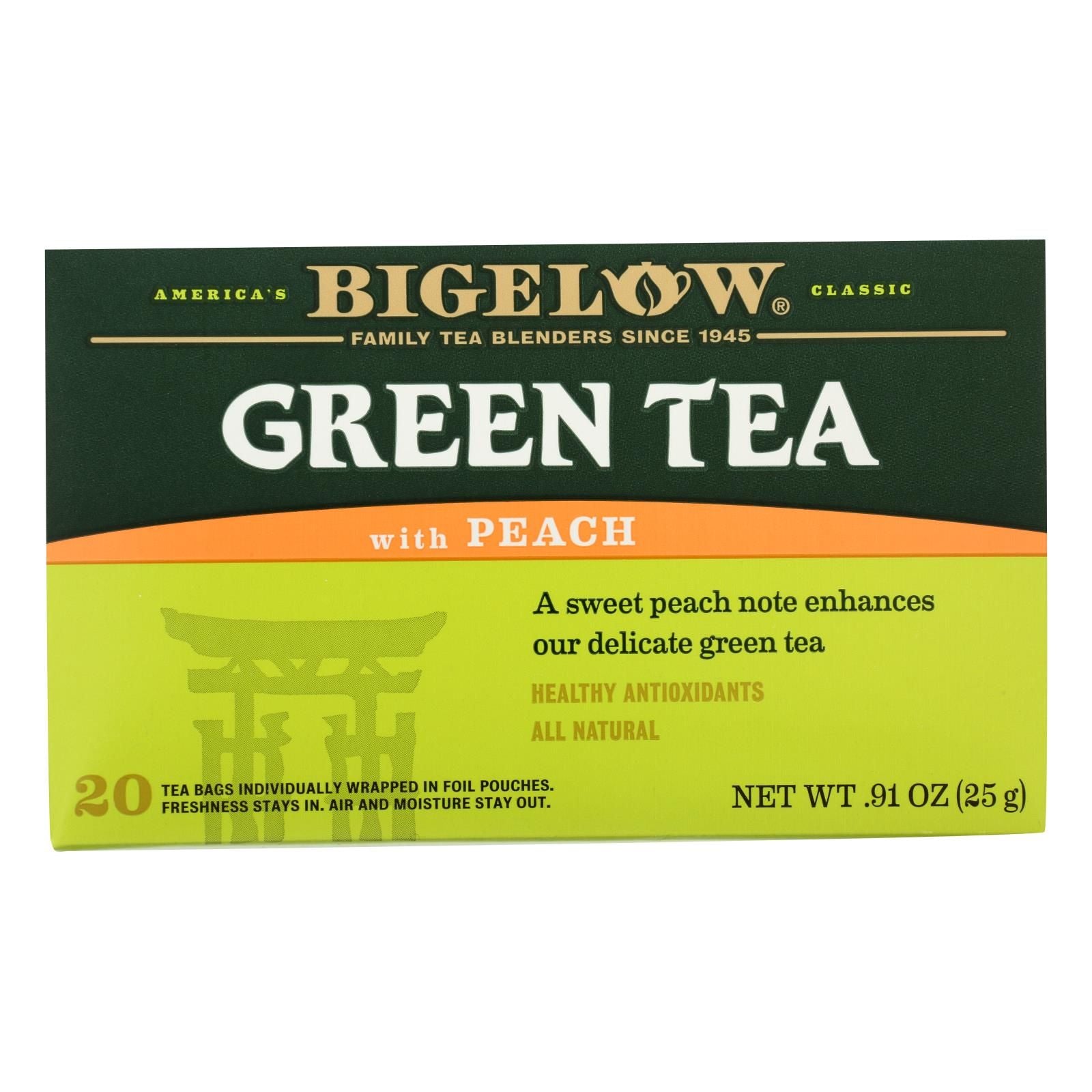 Bigelow Tea green Tea - With Peach - case Of 6 - 20 Bag(D0102H5W446)