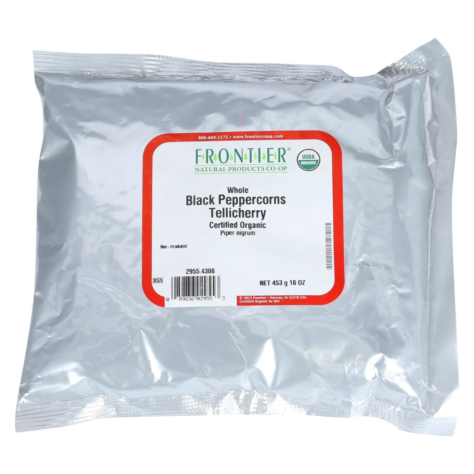 Frontier Herb Peppercorns - Organic - Whole - Black - Tellicherry grade - Bulk - 1 Lb(D0102H5WFET)