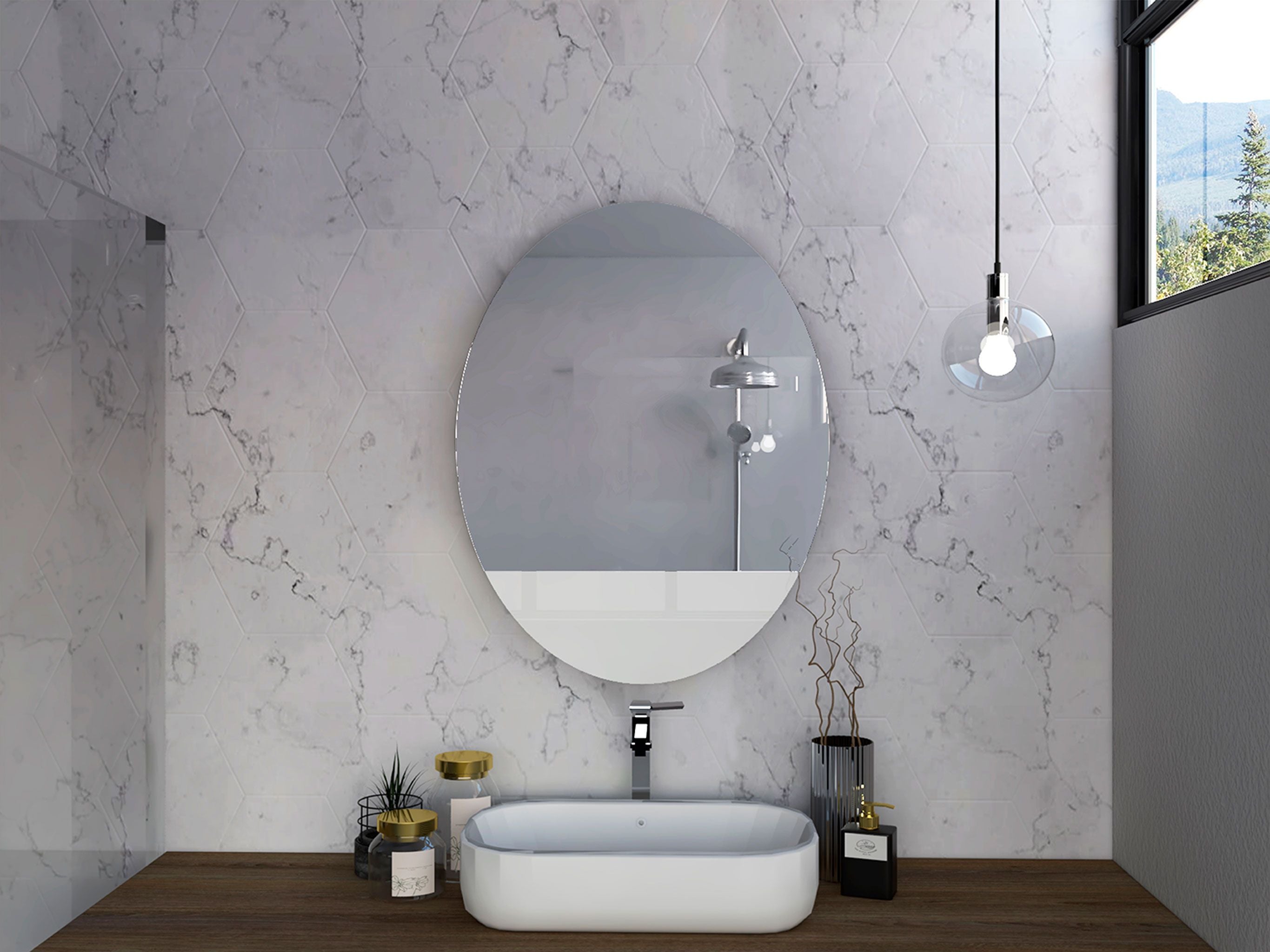 Ortega Oval Bathroom Mirror clear(D0102H76H02)