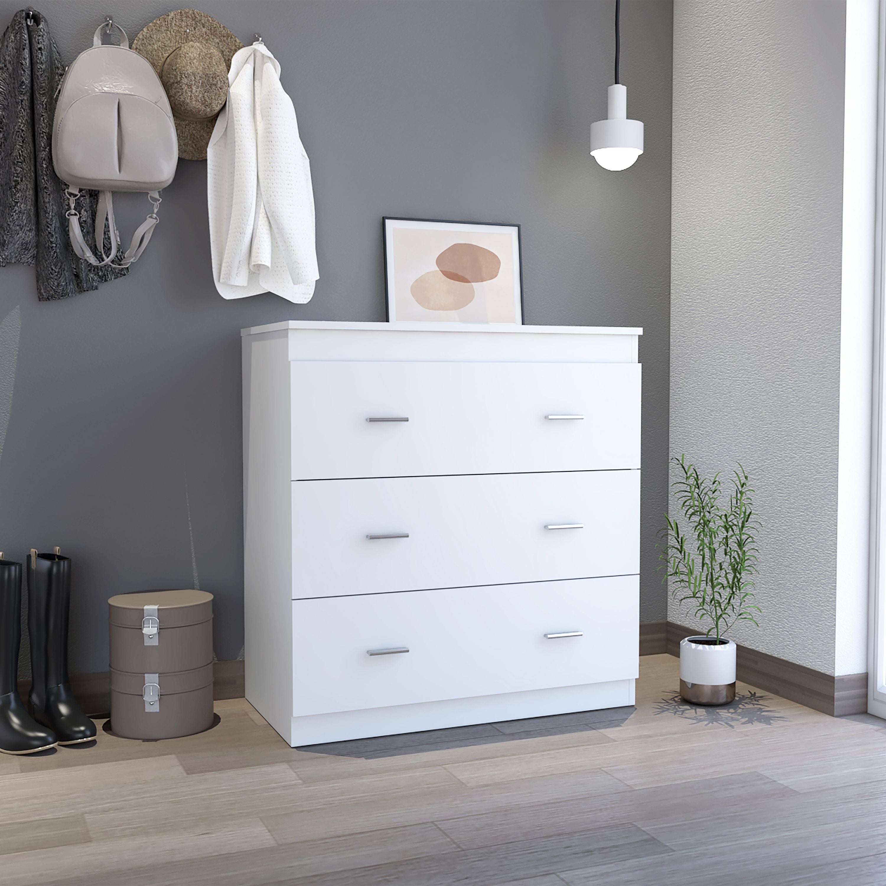 calvetta 3-Drawer Dresser White(D0102H76XAP)