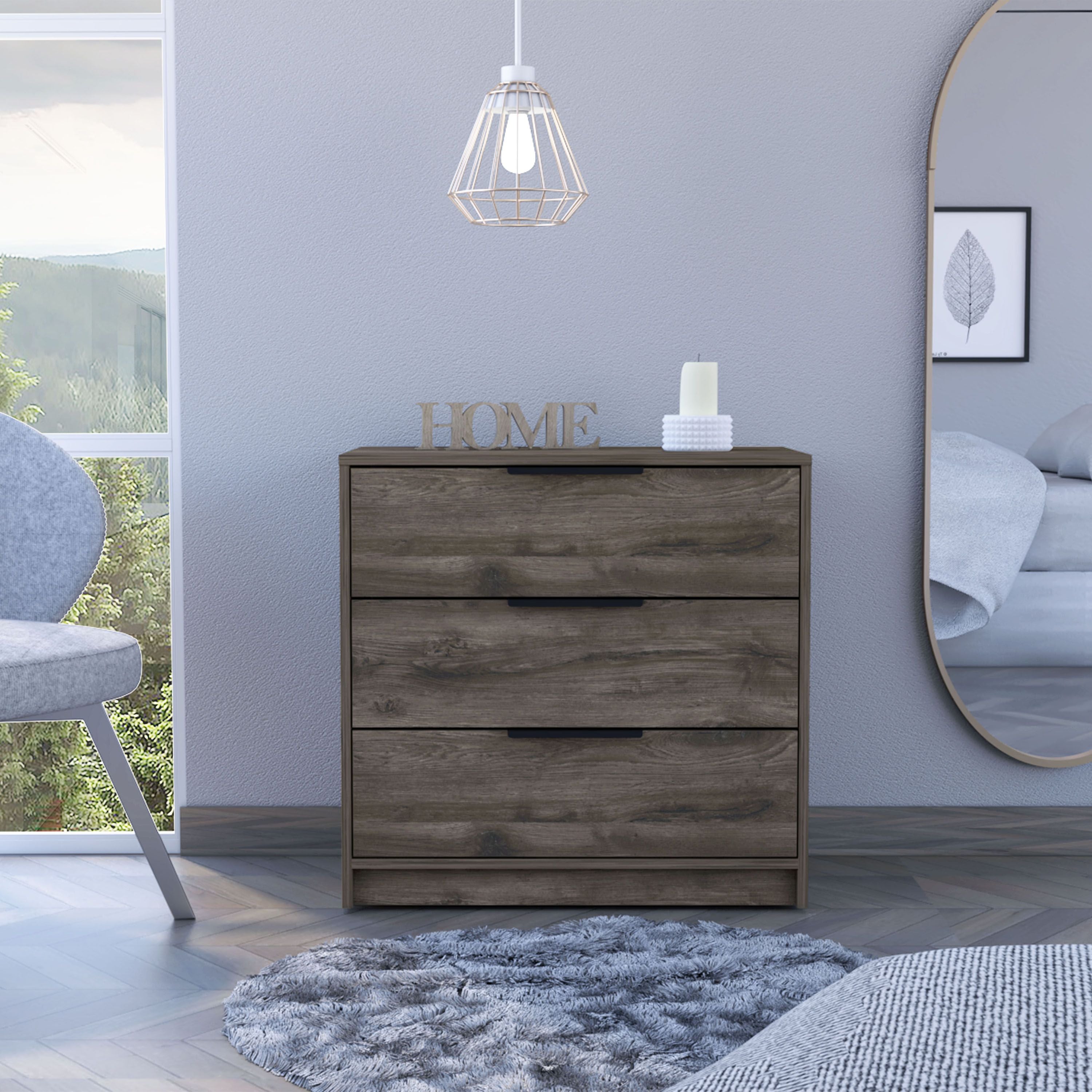 cannon 3-Drawer Rectangle Dresser Dark Brown(D0102H76XM2)