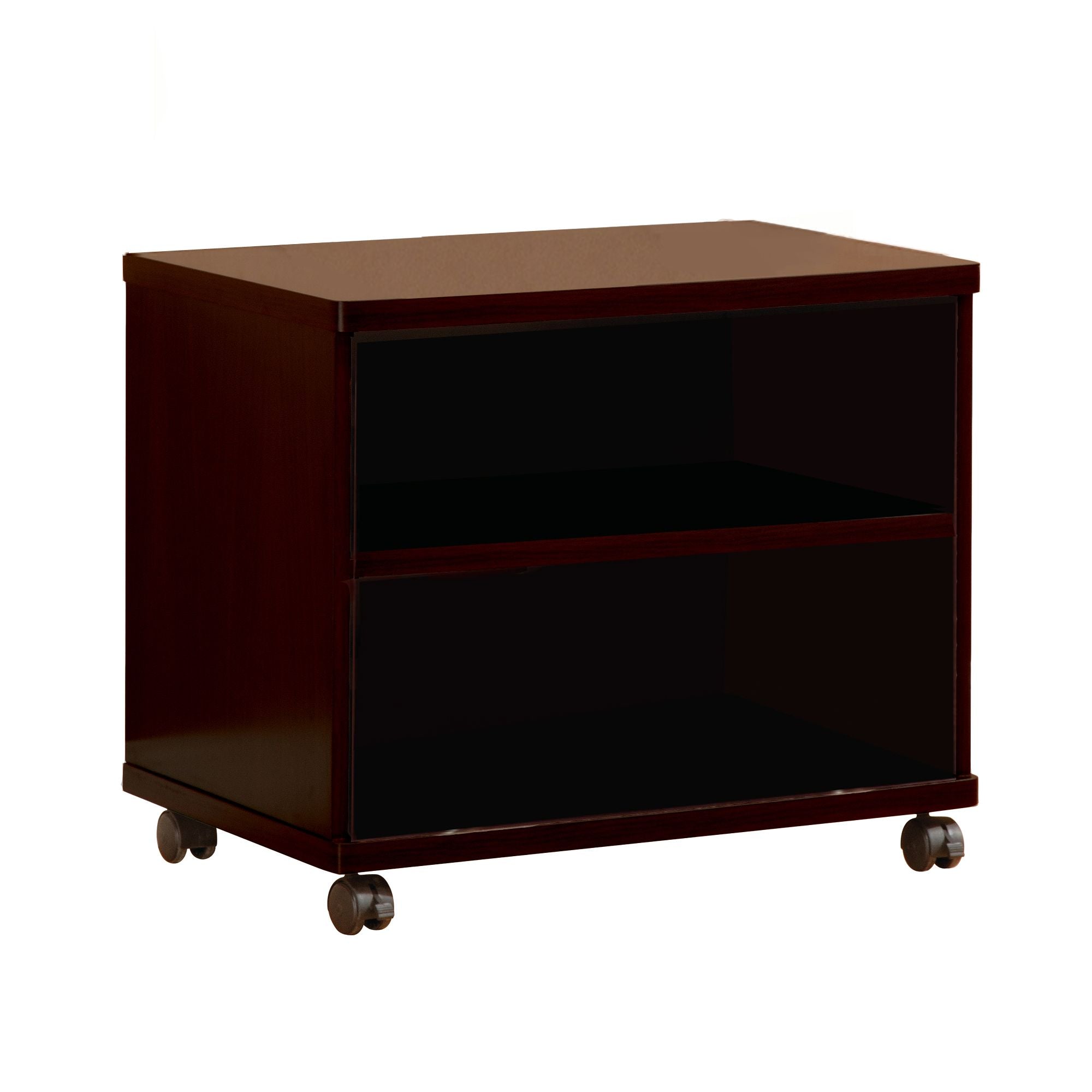 DunaWest Transitional Style Wooden TV media Cart With 2 Open Shelves and Casters, Brown(D0102H77U7G.)