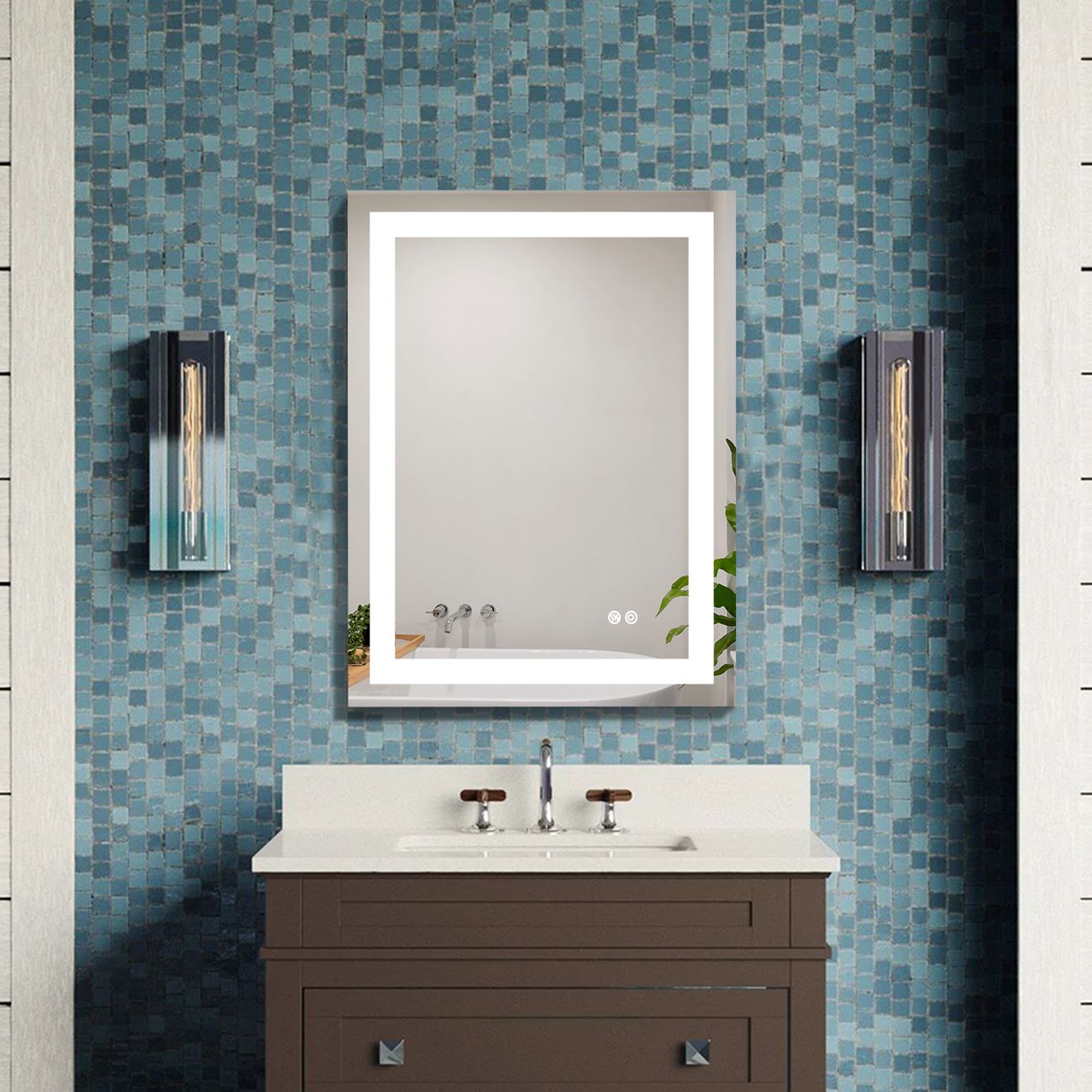24x32 Inch LED Lighted Bathroom Mirror with 3 colors Light, Wall Mounted Bathroom Vanity Mirror with Touch Button, Anti-Fog Dimm