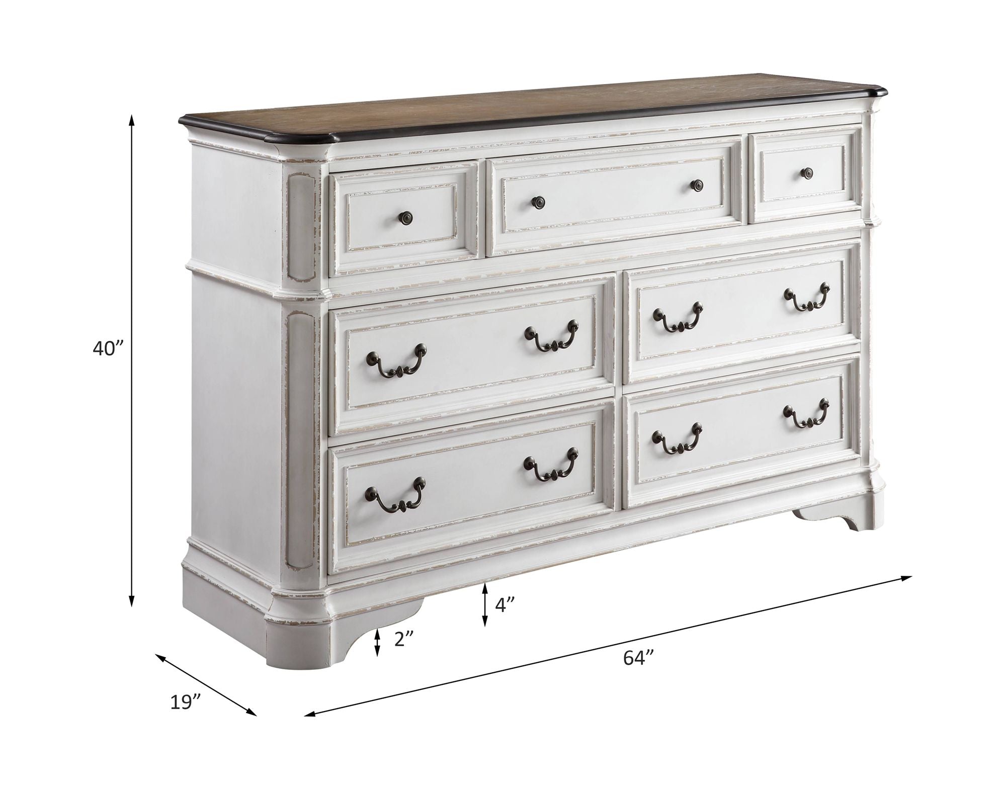 AcME Florian Dresser, Antique White & Oak Finish 28725(D0102H7c296)