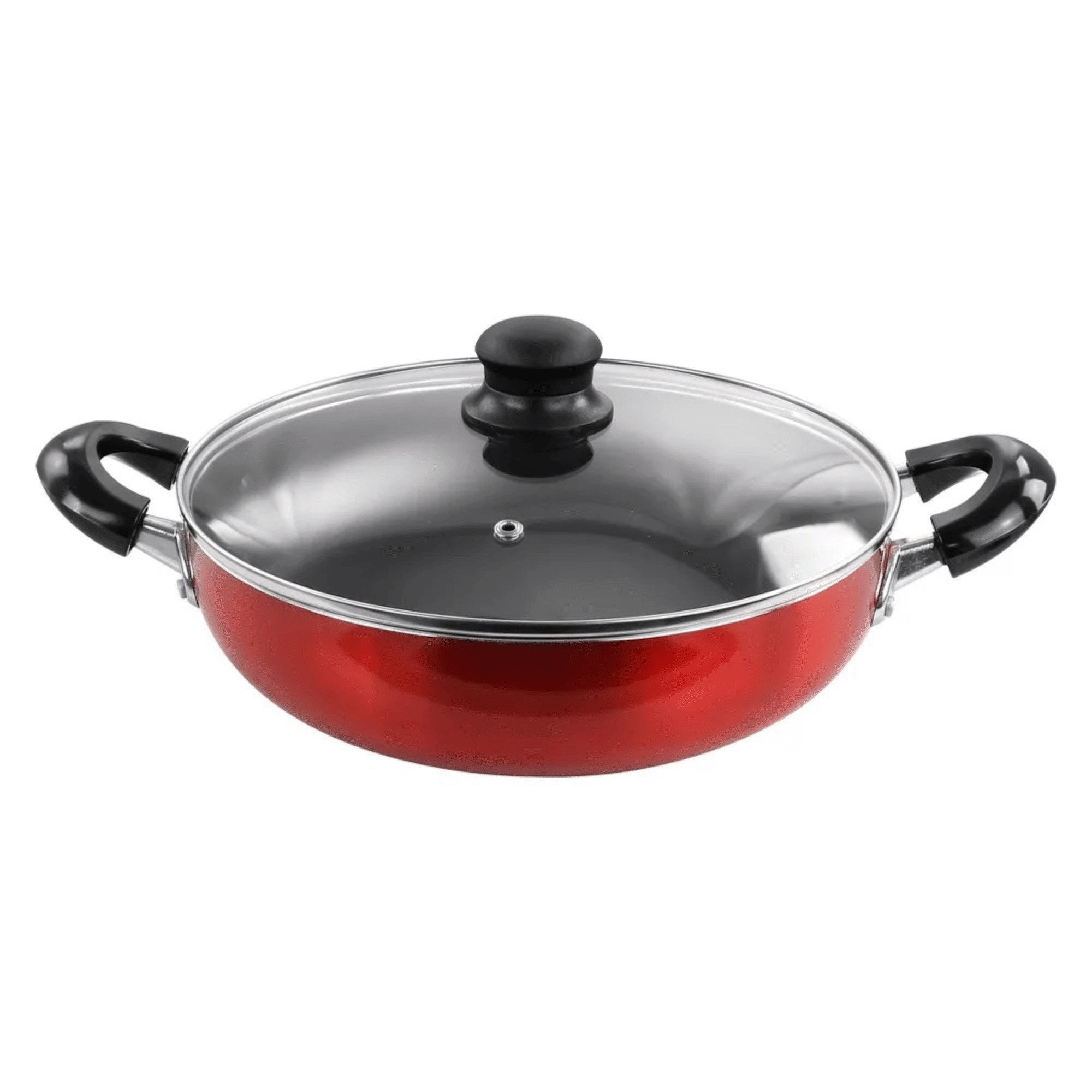 Better Chef 12 Aluminum Non-Stick Metallic Red Deep Fryer with Glass Lid