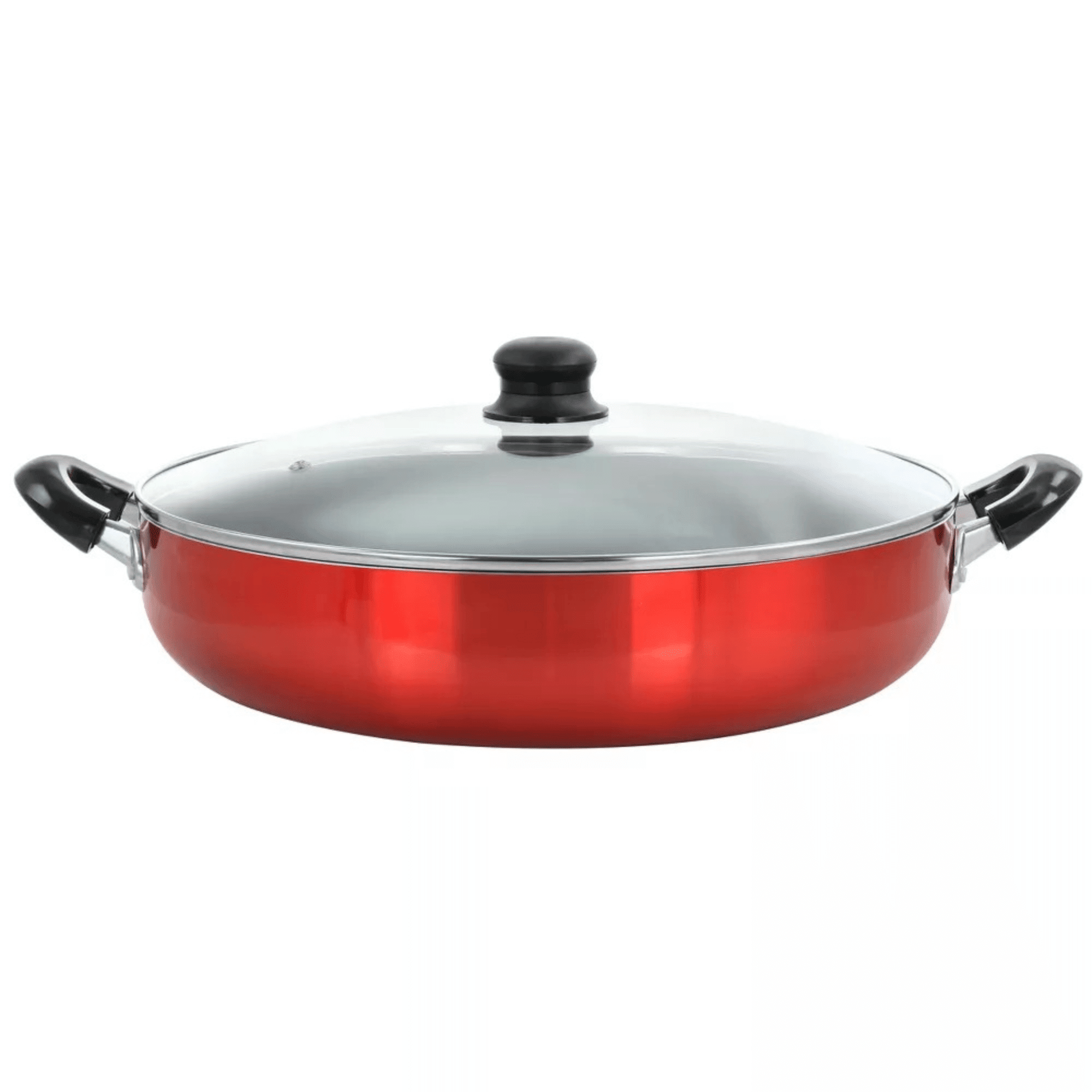 Better Chef 16 Aluminum Non-Stick Metallic Red Deep Fryer with Glass Lid