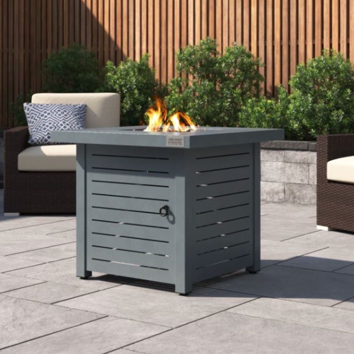 25 H Steel Outdoor Fire Pit Table with Lid