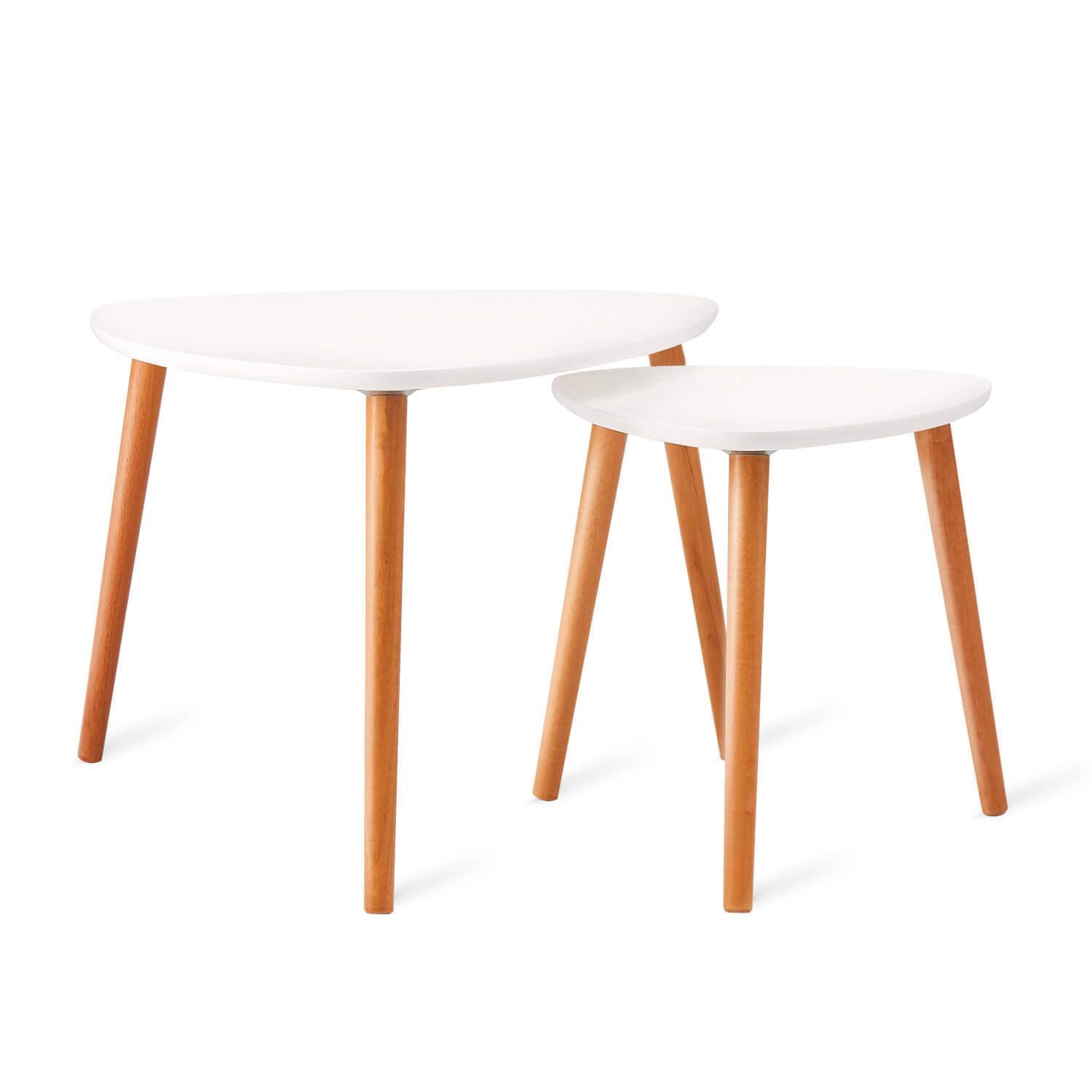 Nesting Coffee Tables Set of 2, Modern Furniture Decor Side End Table for Living Room, Office, Balcony, Easy Assembly, Triangle,