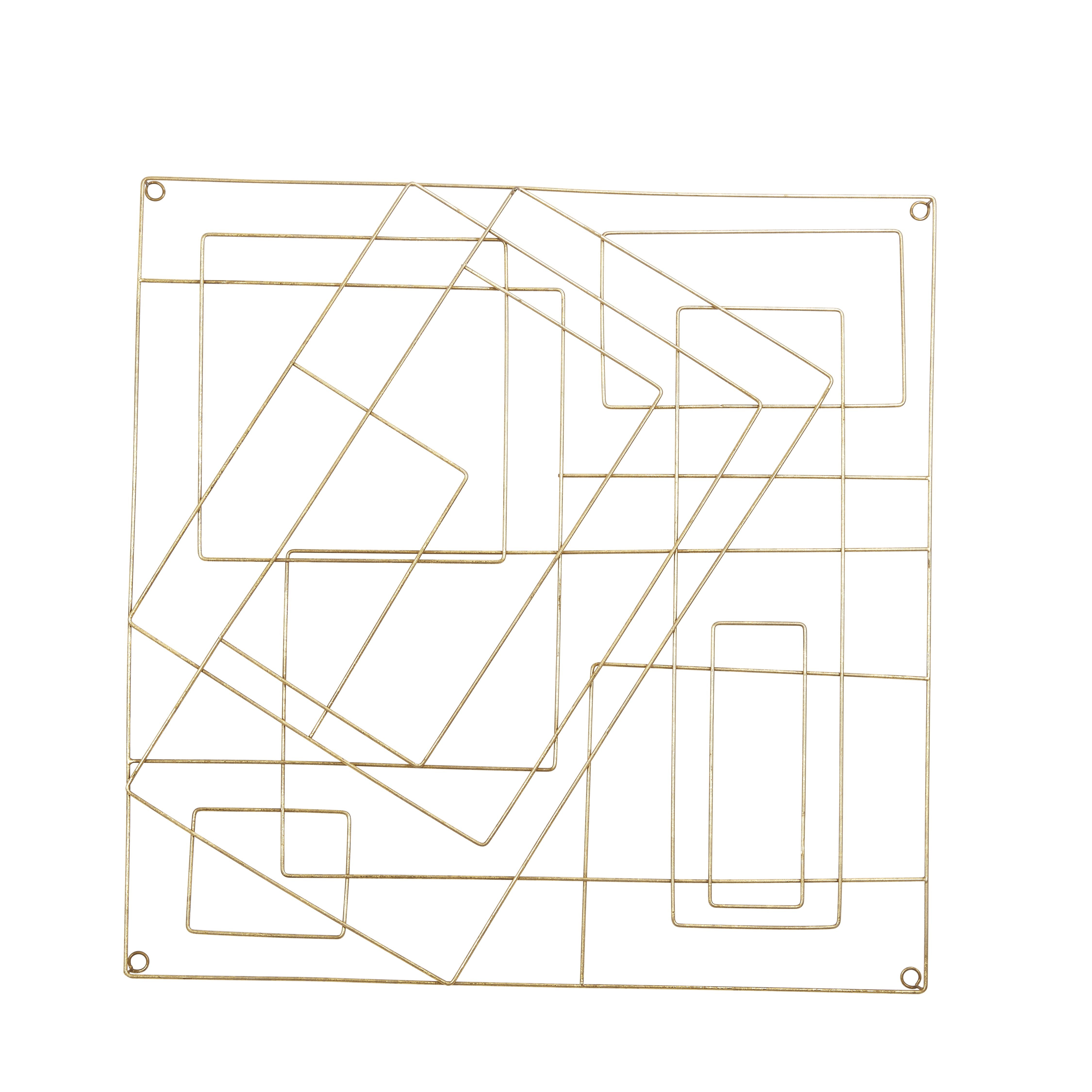 contemporary Style Square Frame Metal Wall Decor, gold(D0102HgD1BY)