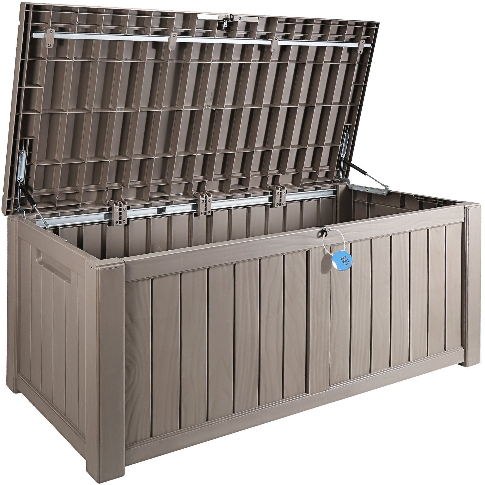 VEVOR Deck Box, 120 Gallon, 56.3 x 26.6 x 23.8 Outdoor Storage Box, Waterproof PP Deckbox with Aluminum Alloy Padlock, for Patio