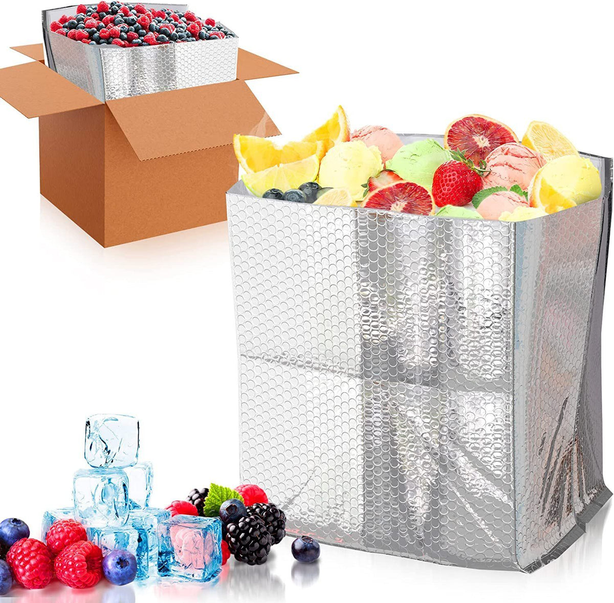 Abc Foil Insulated Box Liners 8 X 8 X 8, Pack Of 50 Insulated Shipping Boxes For Frozen Food, Double-Layer Insulated Shipping Co