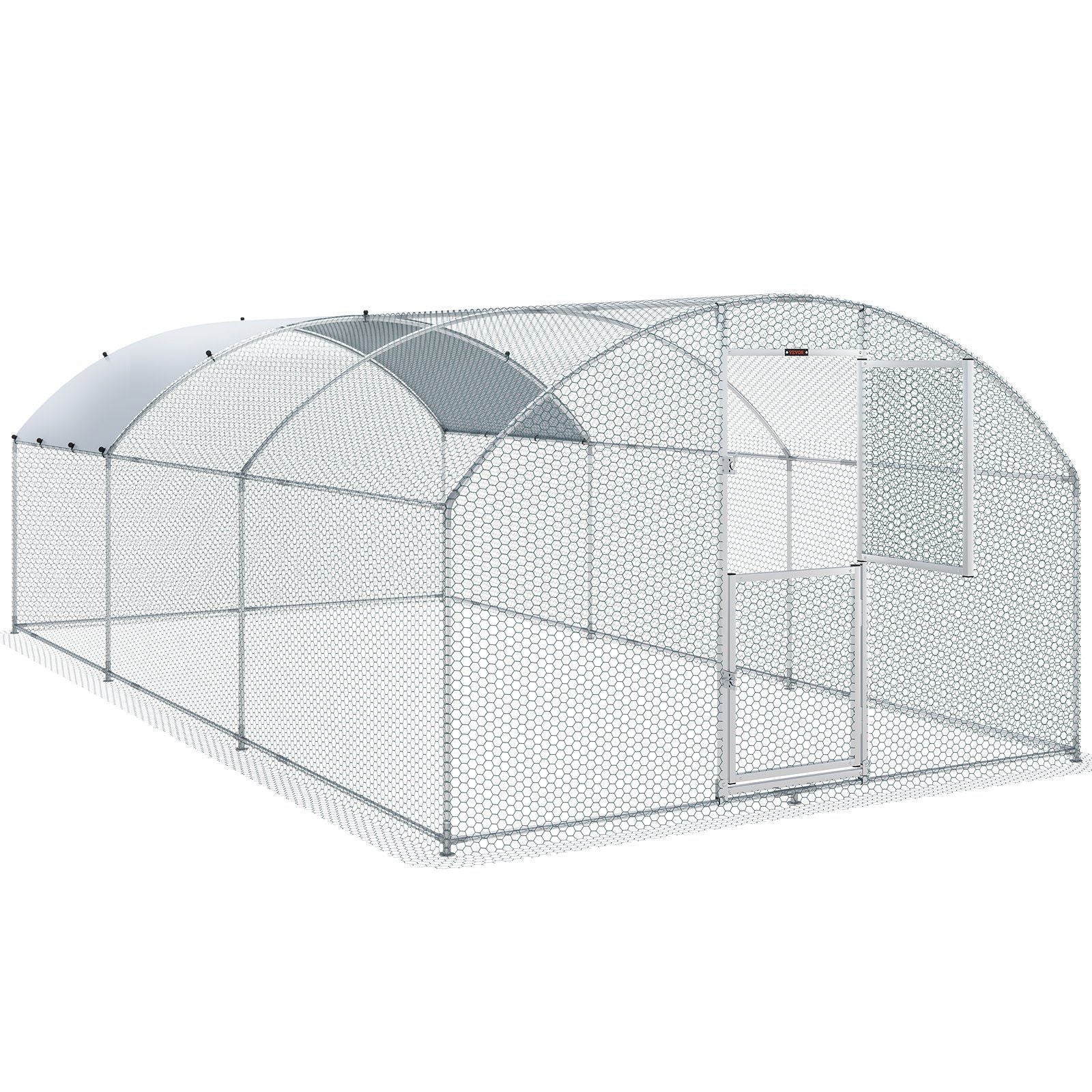 VEVOR Large Metal Chicken Coop with Run, 19.7x9.8x6.6ft, Walkin Poultry Cage for Yard with Waterproof Cover, Dome Roof Large Pou
