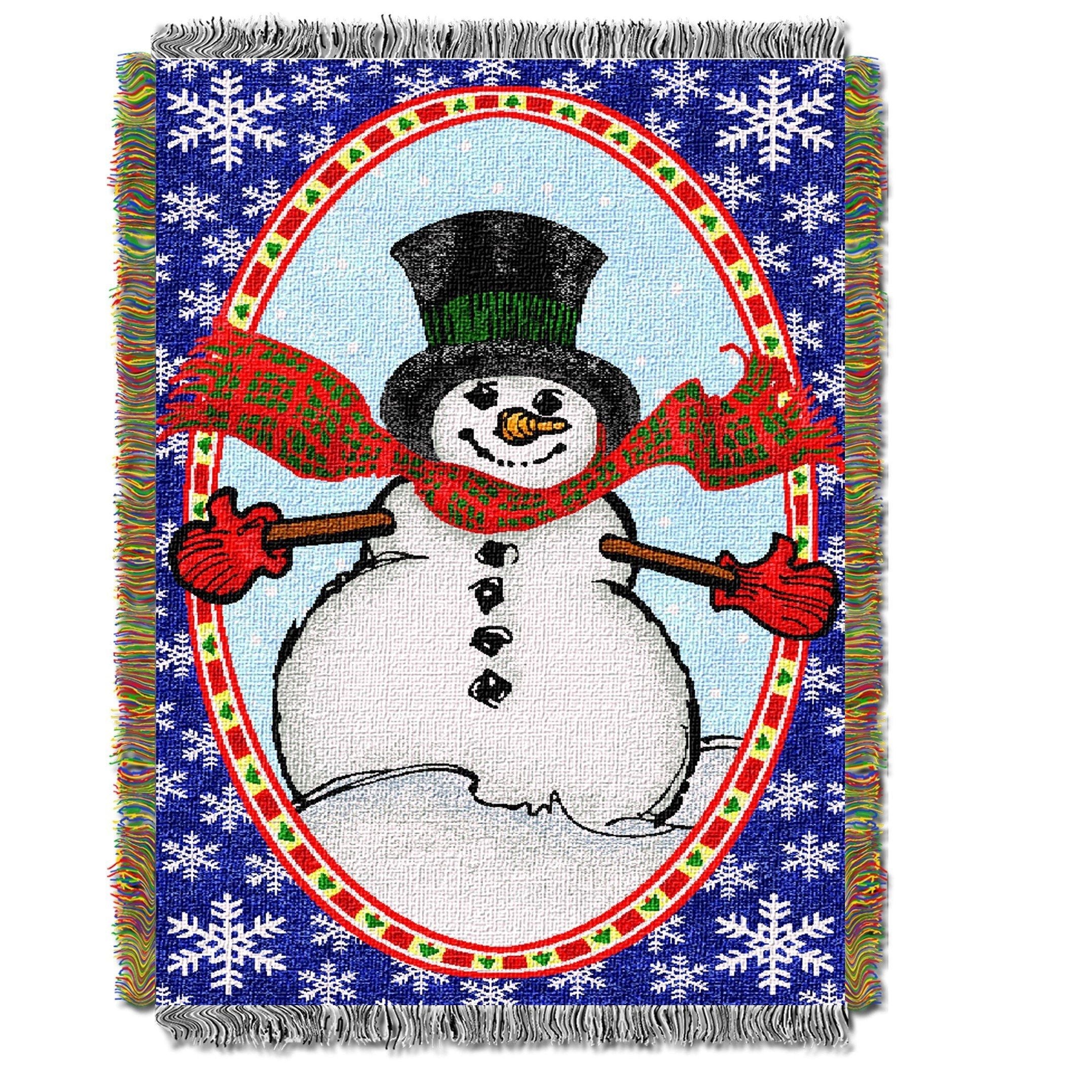 Bright Happy Snowman Licensed Holiday 48x 60 Woven Tapestry Throw by The Northwest Company(D0102HH1LAW.)