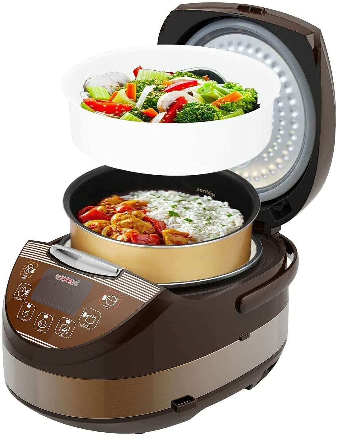 Rice Cooker Small Rice Maker Steamer Pot Electric Steamer Digital Electric Rice Pot Multi Cooker & Food Steamer Warmer 5.3 Qt 5 