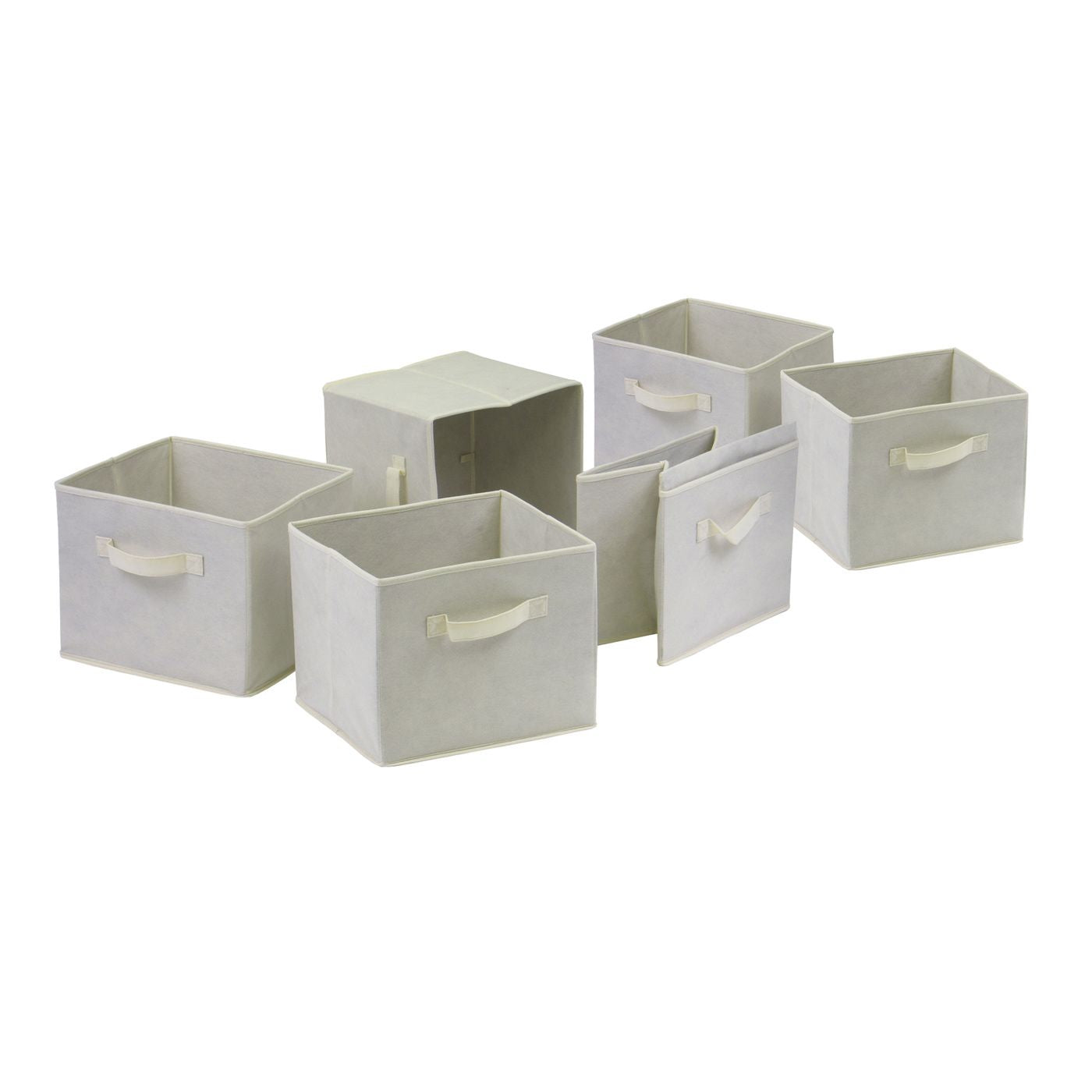 Capri Set of 6 Foldable Beige Fabric Baskets(D0102HHZ5IU.)