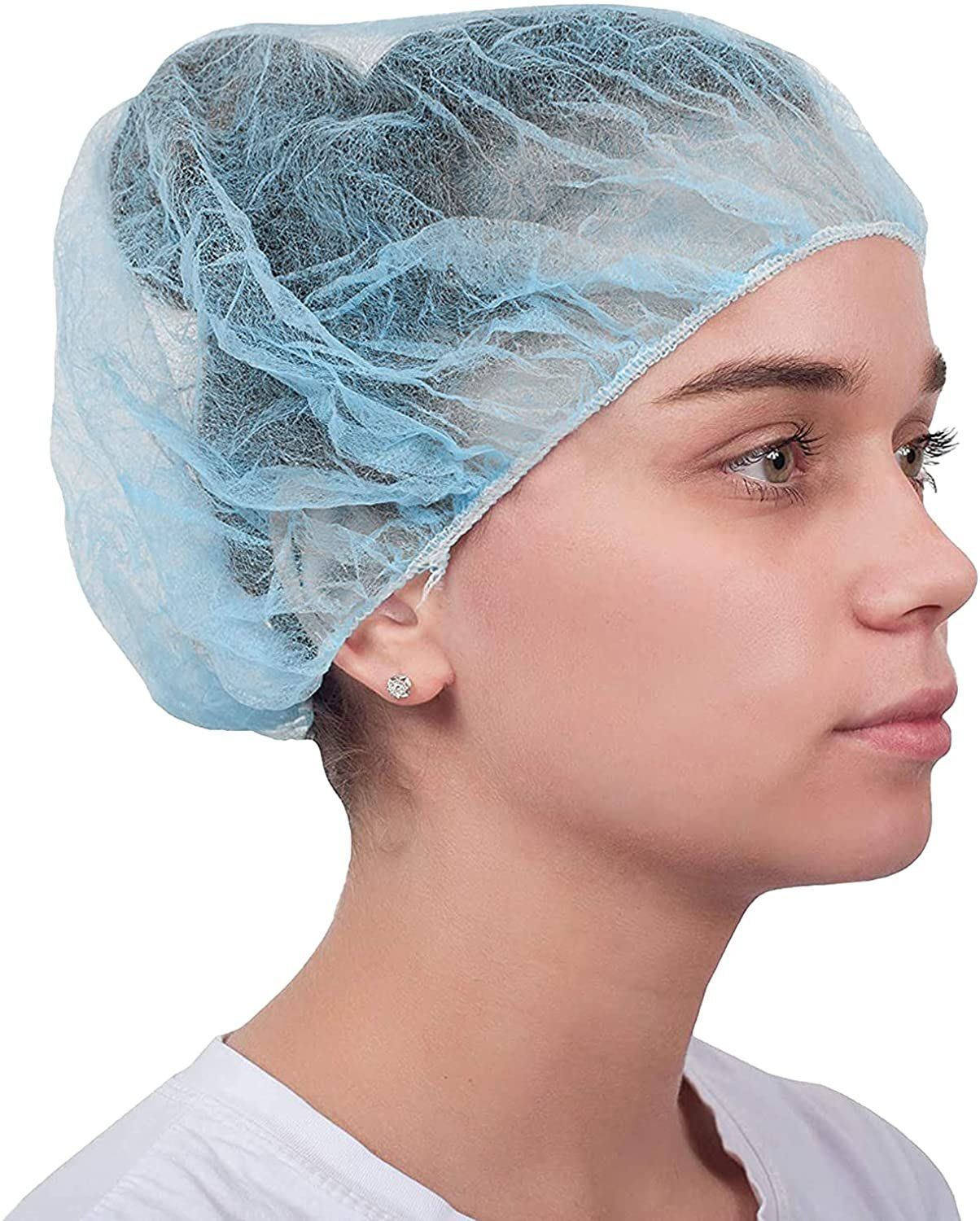 Disposable Bouffant caps 24 Pack of 100 NonWoven Blue Large Polypropylene Hair covers Protective Hats with Elastic Stretch Band