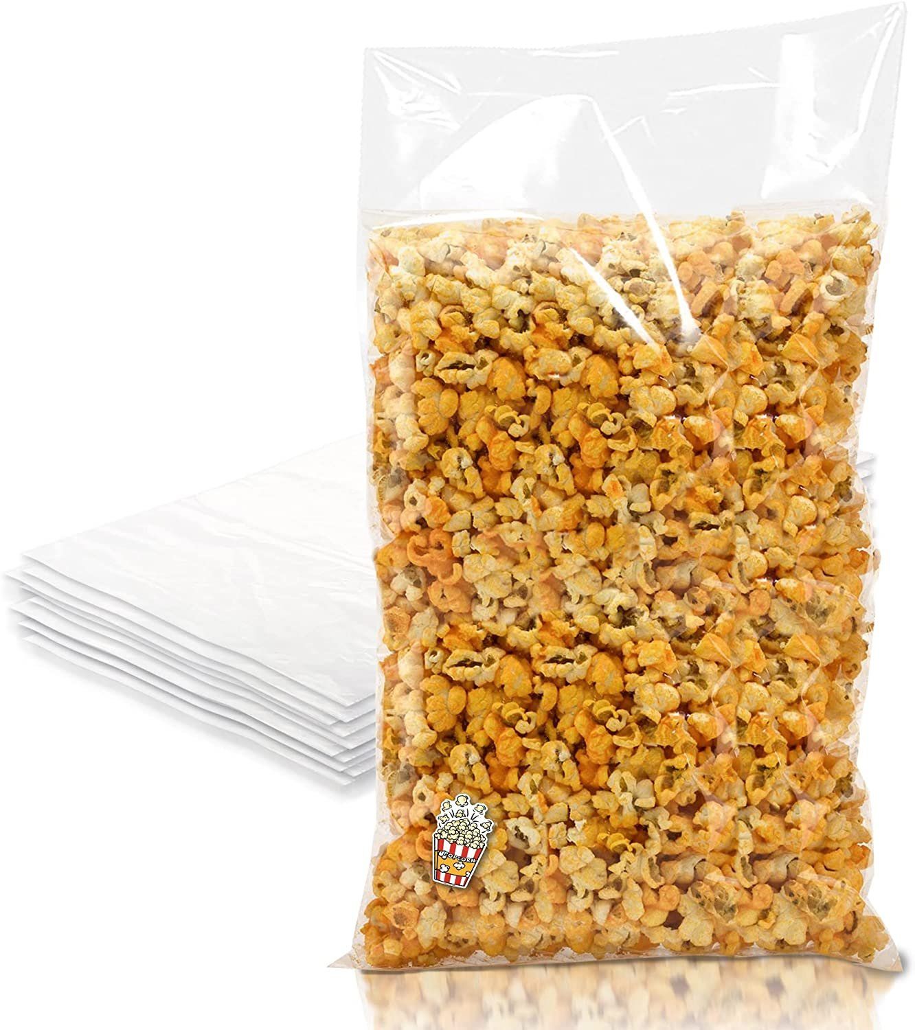 PUREVAcY clear Plastic Bags 10 x 8 x 24 Pack of 50 Large gusseted LDPE 1 mil Pouches with Bottom cellophane Food Storage & Packa