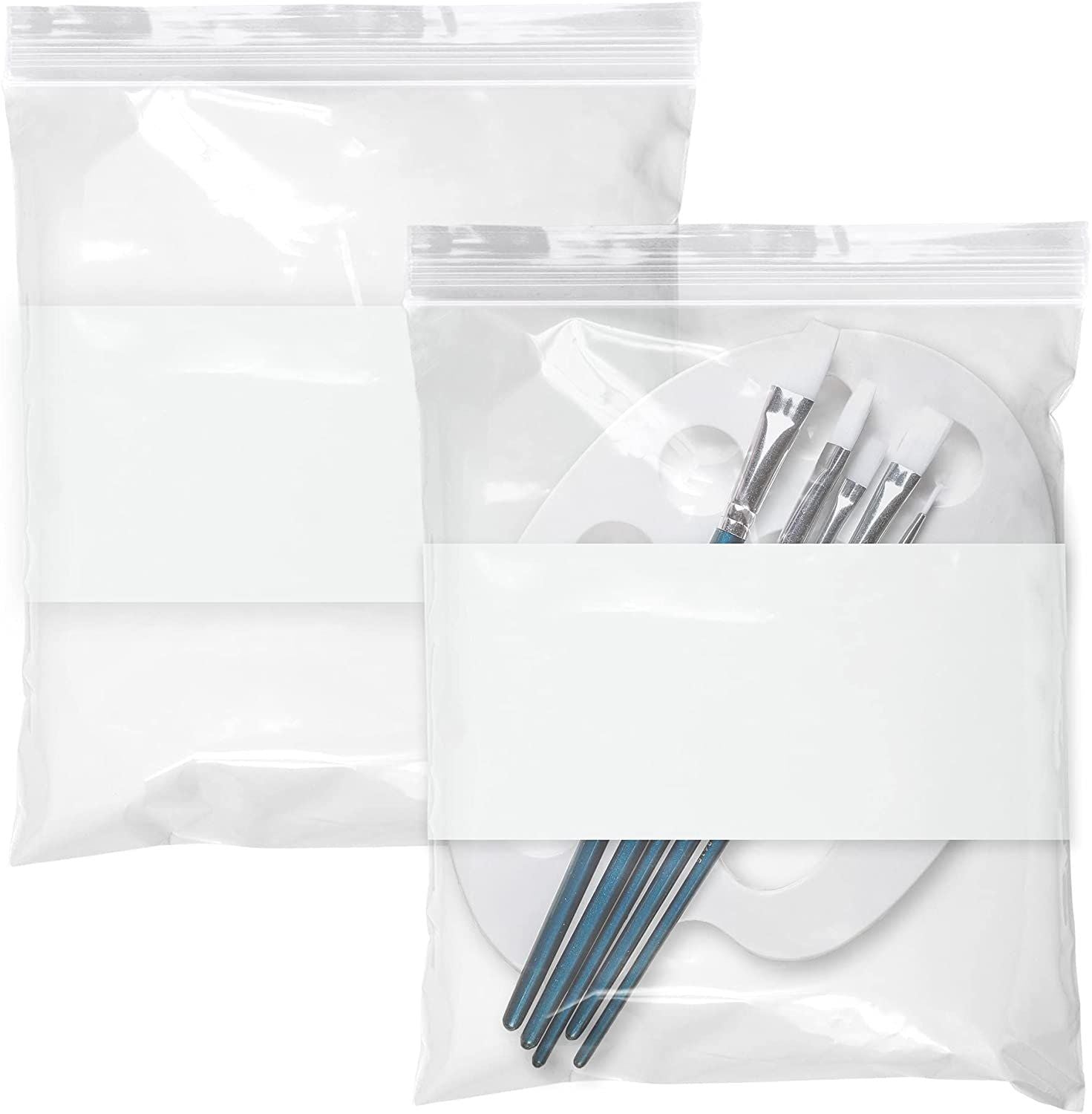 Pack of 500 White Block Zipper Bags 9 x 12 Ultra Thick Write on Block Poly Bags 9x12 Thickness 6 mil Pills Bags great for Packin