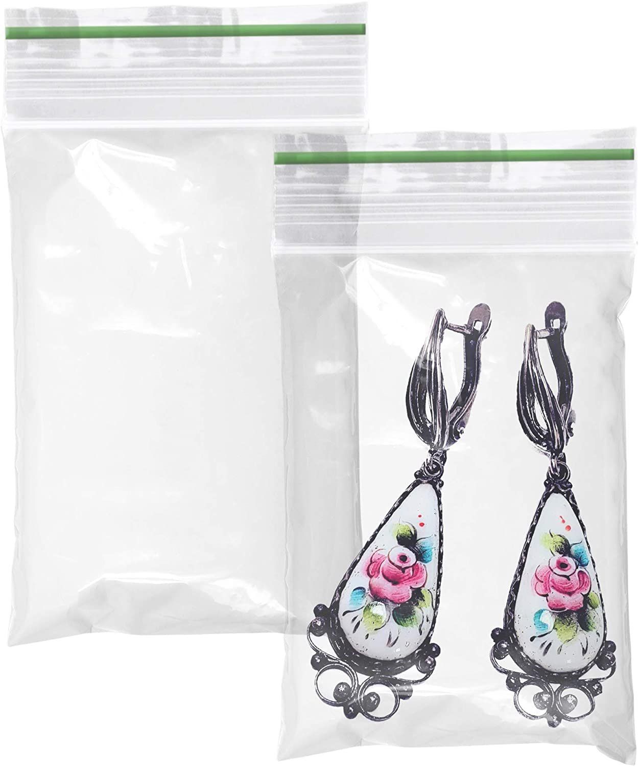 Pack 1000 greenline Zipper Bags 3 x 4 Seal Top Polyethylene Bags 3x4 Thickness 2 Mil Resealable Plastic Bags for Packing and Sto