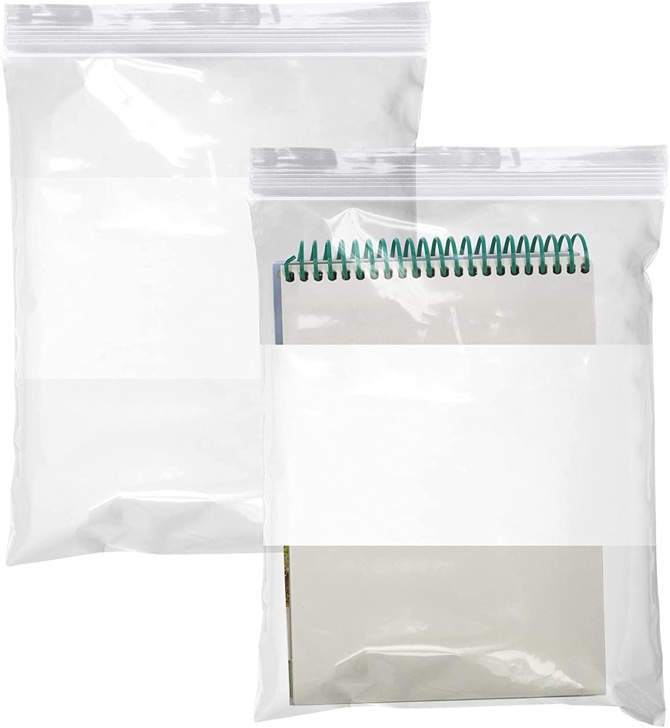 Pack of 1000 White Block Zipper Bags 8 x 10 Ultra Thick Write on Block Poly Bags 8x10 Thickness 6 mil Pills Bags great for Packi