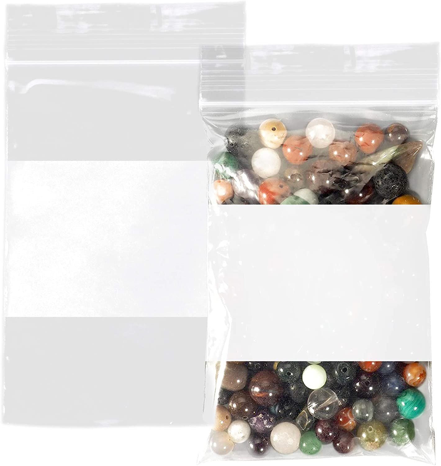 Pack of 1000 White Block Zipper Bags 12 x 15 Write on Block Poly Bags 12x15 Thickness 2 mil Pills Bags for Packing and Storing I