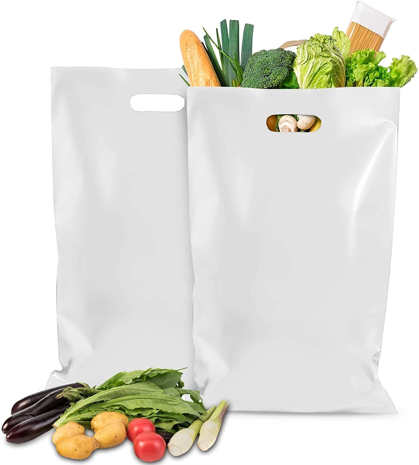 Pack of 100 White Merchandise Bags 12 x 3 x 20 Low Density Polyethylene Recyclable Bags 12x3x20 Thickness 125 Mil Plastic Shoppi