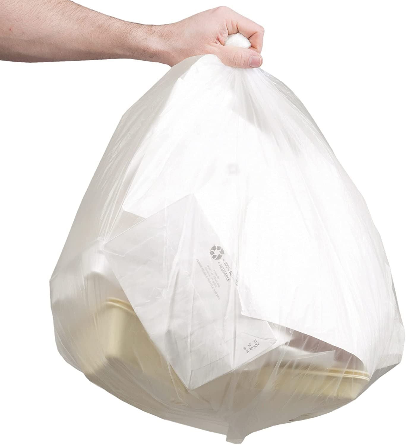 Pack of 25 Natural Polyethylene Trash Bags 33 x 39 Thickness 12 mil 33 gallon Plastic garbage can Liners 33x39 Puncture and Tear