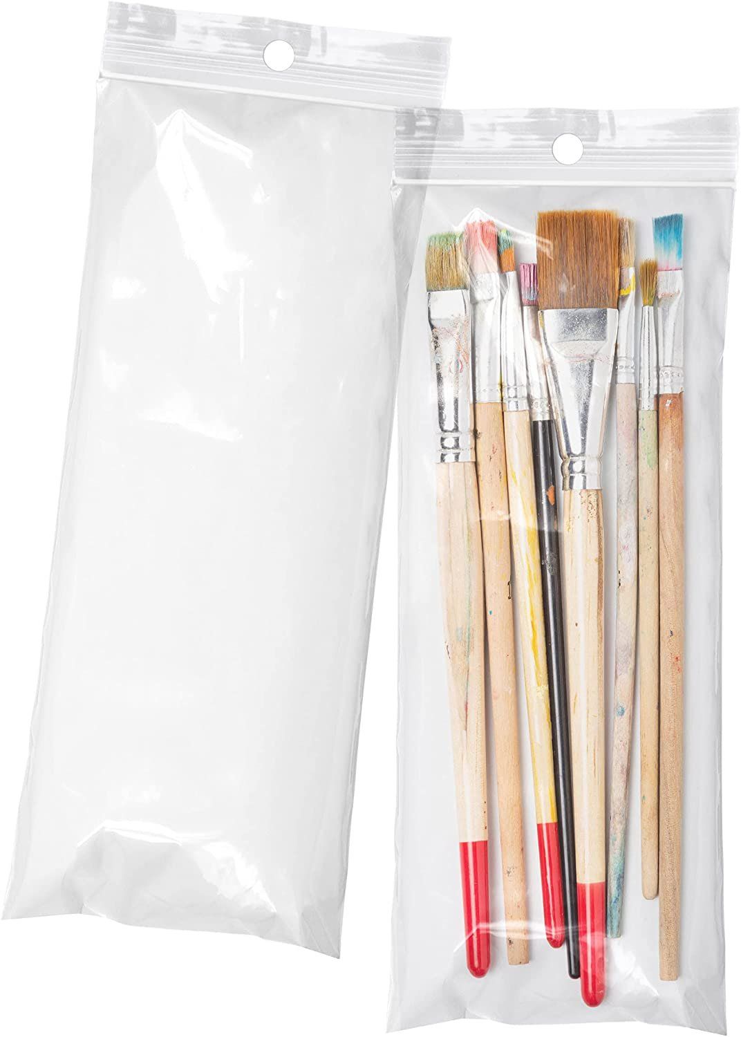 Pack of 1000 Zipper Bags with Hang Hole 3 x 8 clear Polyethylene Bags 3x8 Thickness 2 mil Thick Hang Hole Plastic Poly Bags for 