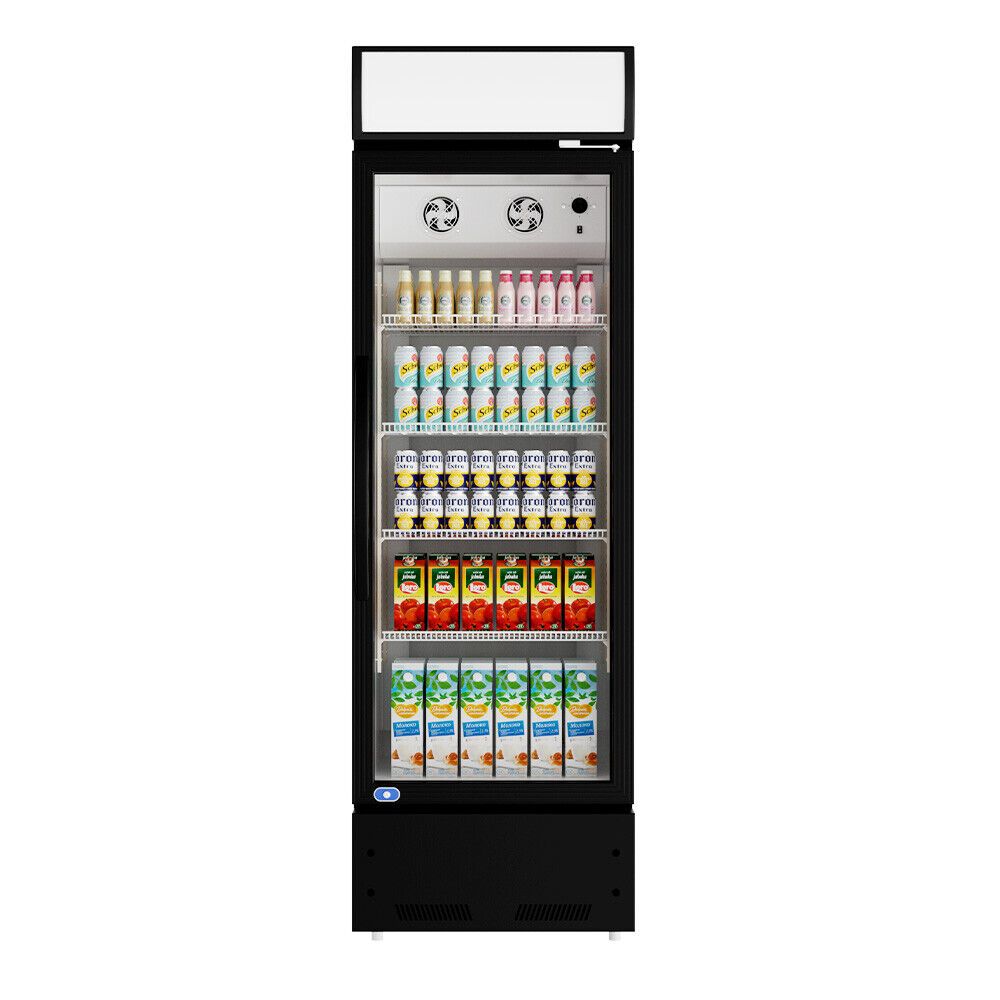 23 Single Glass Door Refrigerator with LED lights inside the catsers ETL/NSF approved