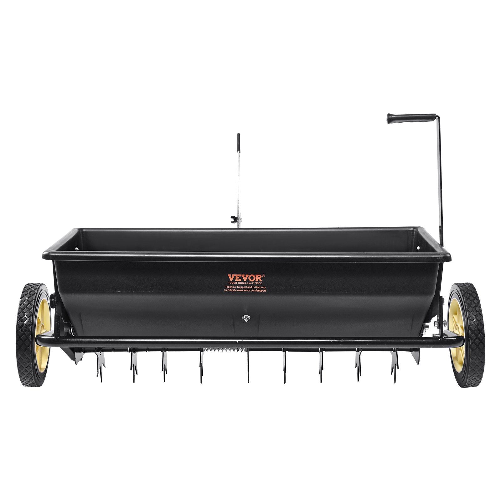 VEVOR Seed Spreader, 100 LB Capacity, Towable Poly Drop Design with 10 Wheels, Durable Steel Spike Aerator, for Efficient Fertil