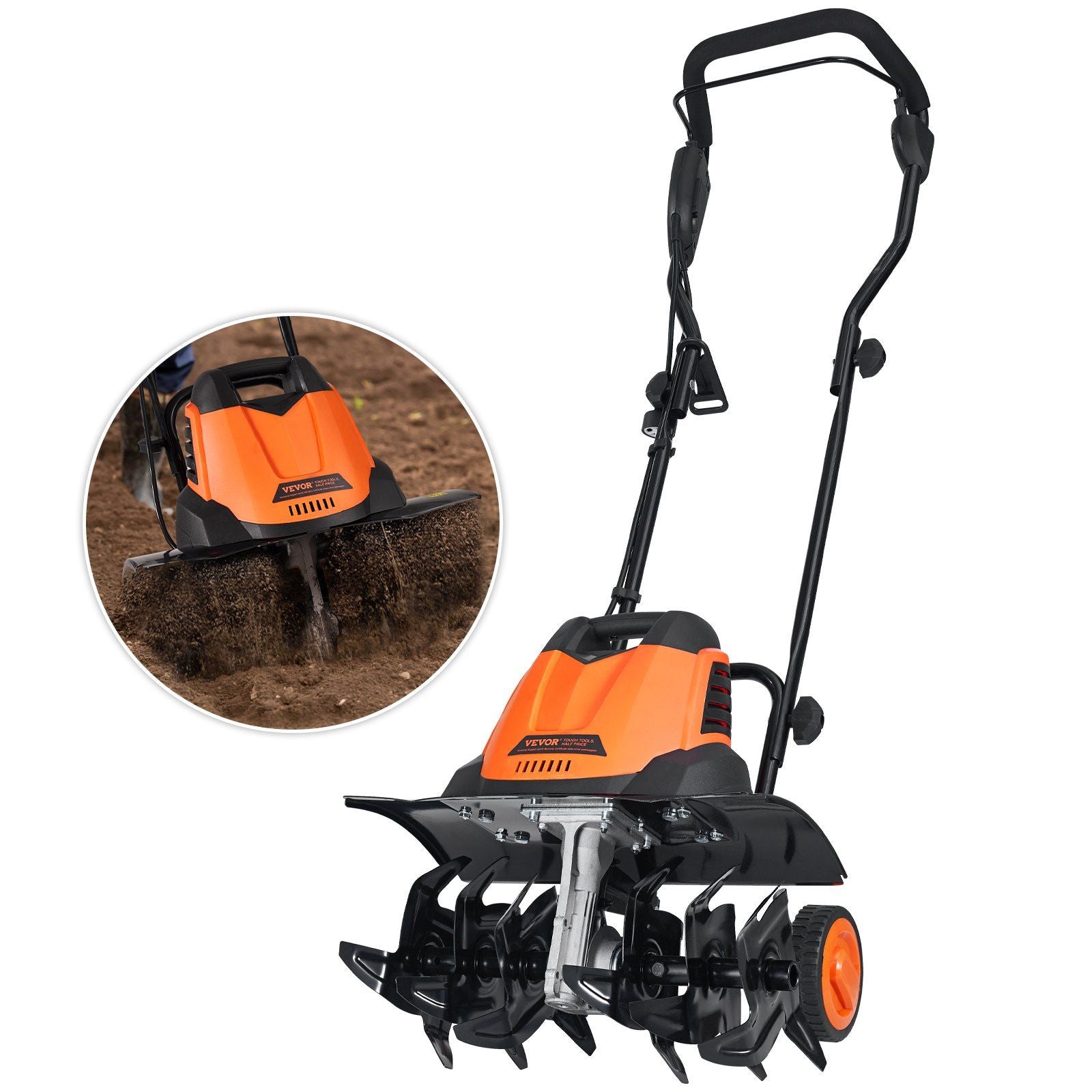 VEVOR 12 Amp Electric Tiller, 18 Tilling Width 3.94 Tilling Depth Corded Electric Tiller/Cultivator, Steel Mn Tines, Rototiller 