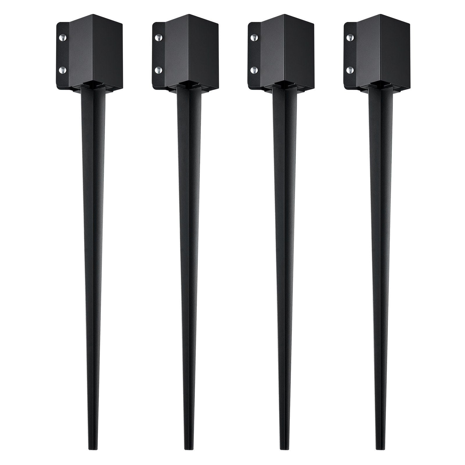 VEVOR Fence Post Anchor Ground Spike, 4 Pack 36 x 4 x 4 Inches Outer Diameter (Inner Diameter 3.5 x3.5 Inches), Metal Black Powd