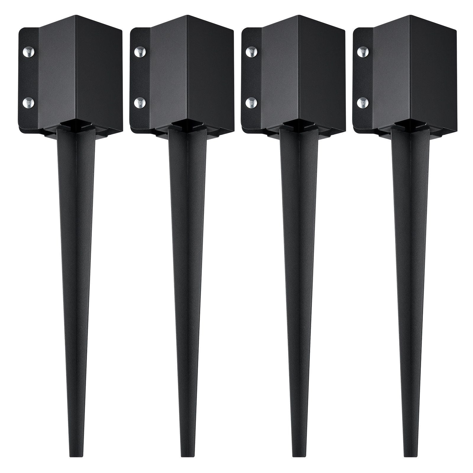 VEVOR Fence Post Anchor Ground Spike, 4 Pack 24 x 4 x 4 Inches Outer Diameter (Inner Diameter 3.5 x3.5 Inches), Metal Black Powd