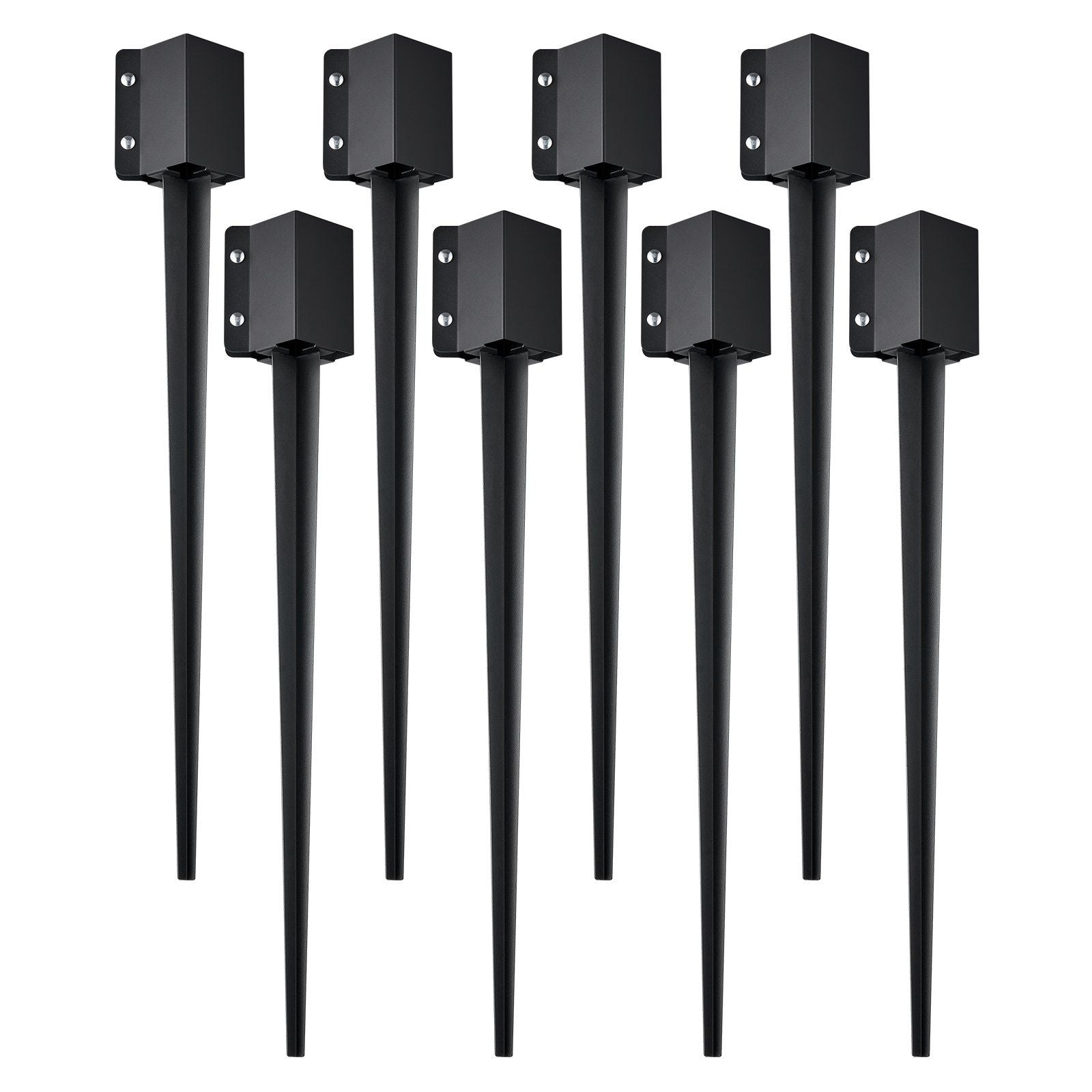 VEVOR Fence Post Anchor Ground Spike, 8 Pack 36 x 4 x 4 Inches Outer Diameter (Inner Diameter 3.5 x3.5 Inches), Metal Black Powd