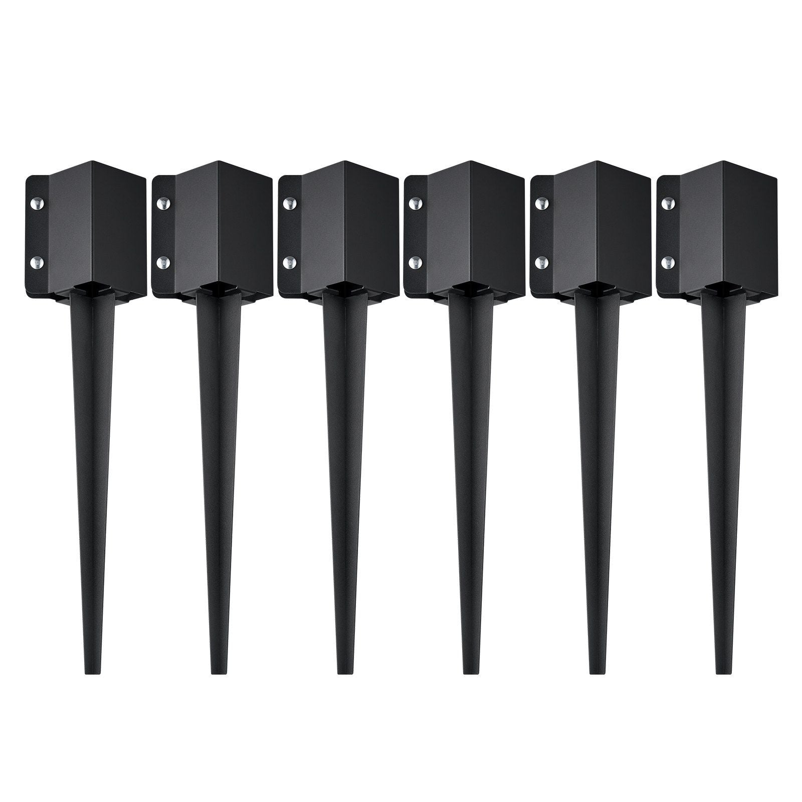 VEVOR Fence Post Anchor Ground Spike, 6 Pack 24 x 4 x 4 Inches Outer Diameter (Inner Diameter 3.5 x3.5 Inches), Metal Black Powd